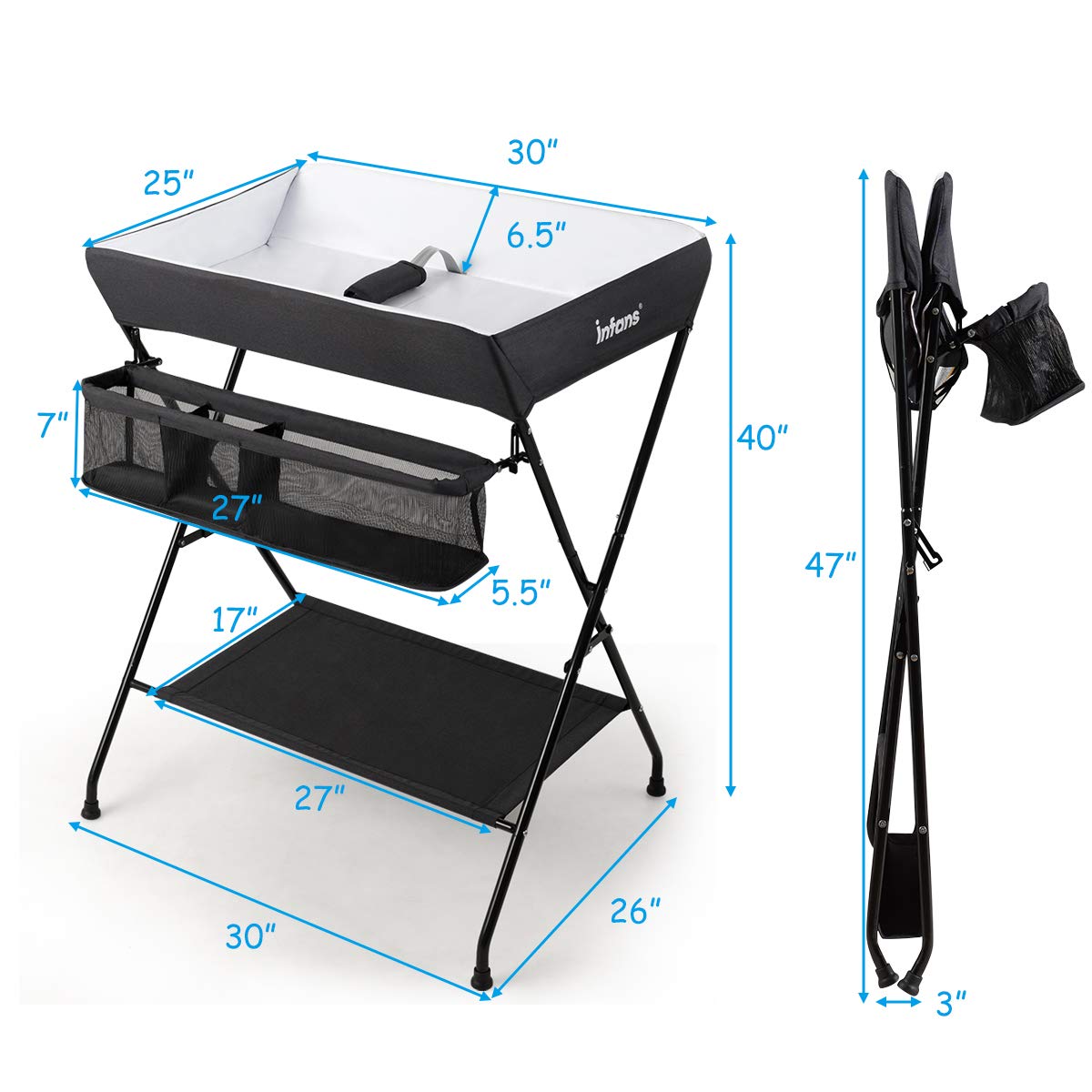 Baby Portable Changing Table with Safety Belt OLAKIDS