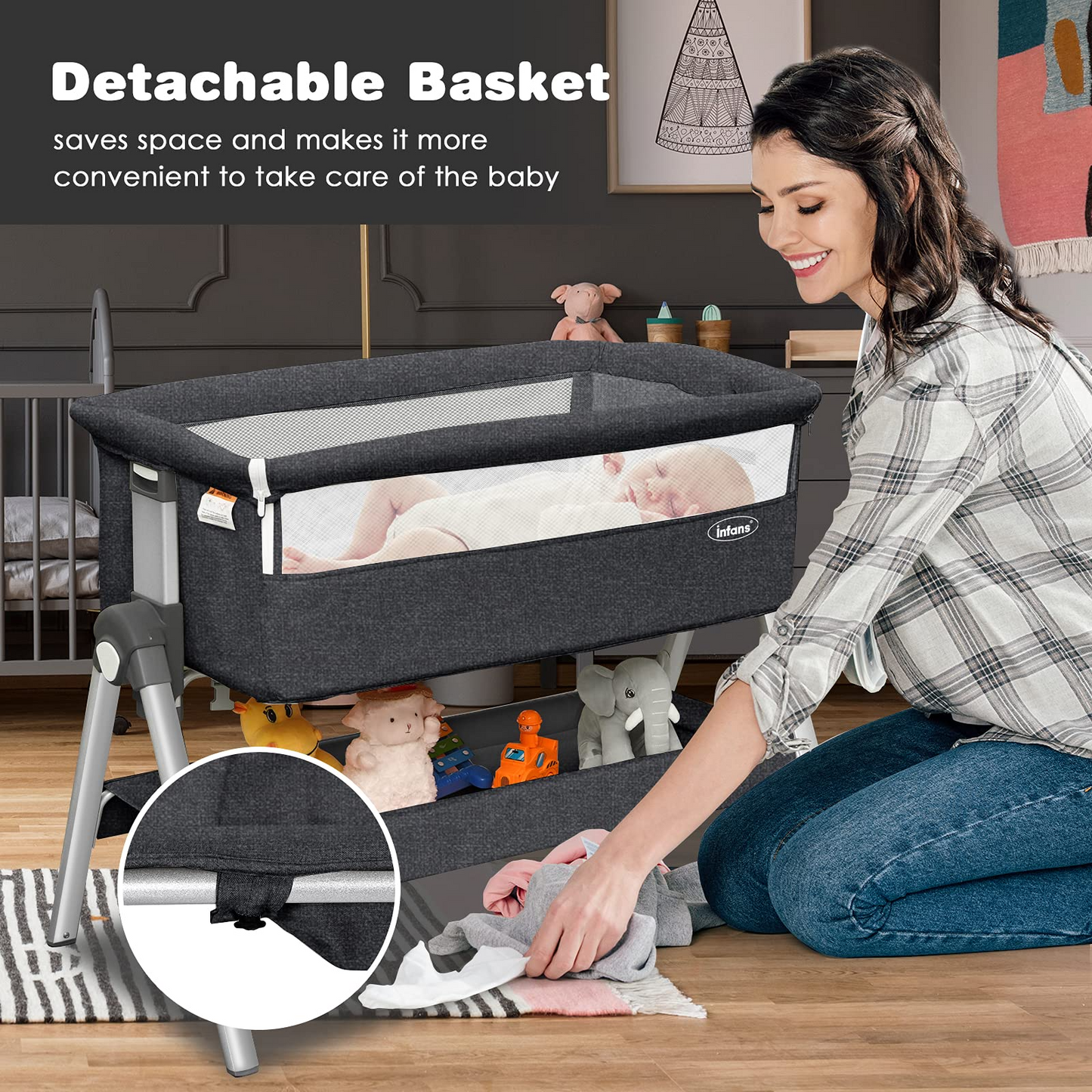 Baby Bassinet Bedside Sleeper with Spine Protecting Support OLAKIDS