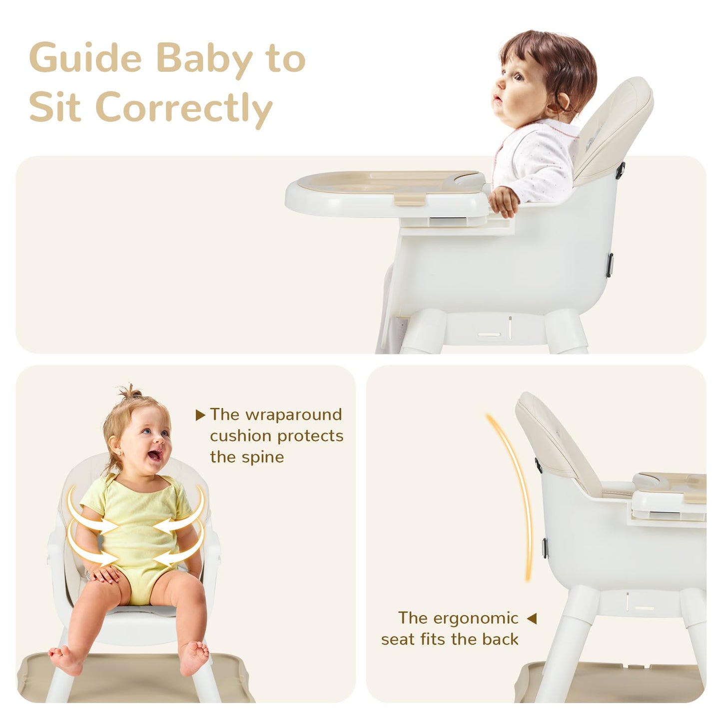 OLAKIDS 6 in 1 Baby High Chair, Convertible Highchair for Babies and Toddlers, Building Block Table