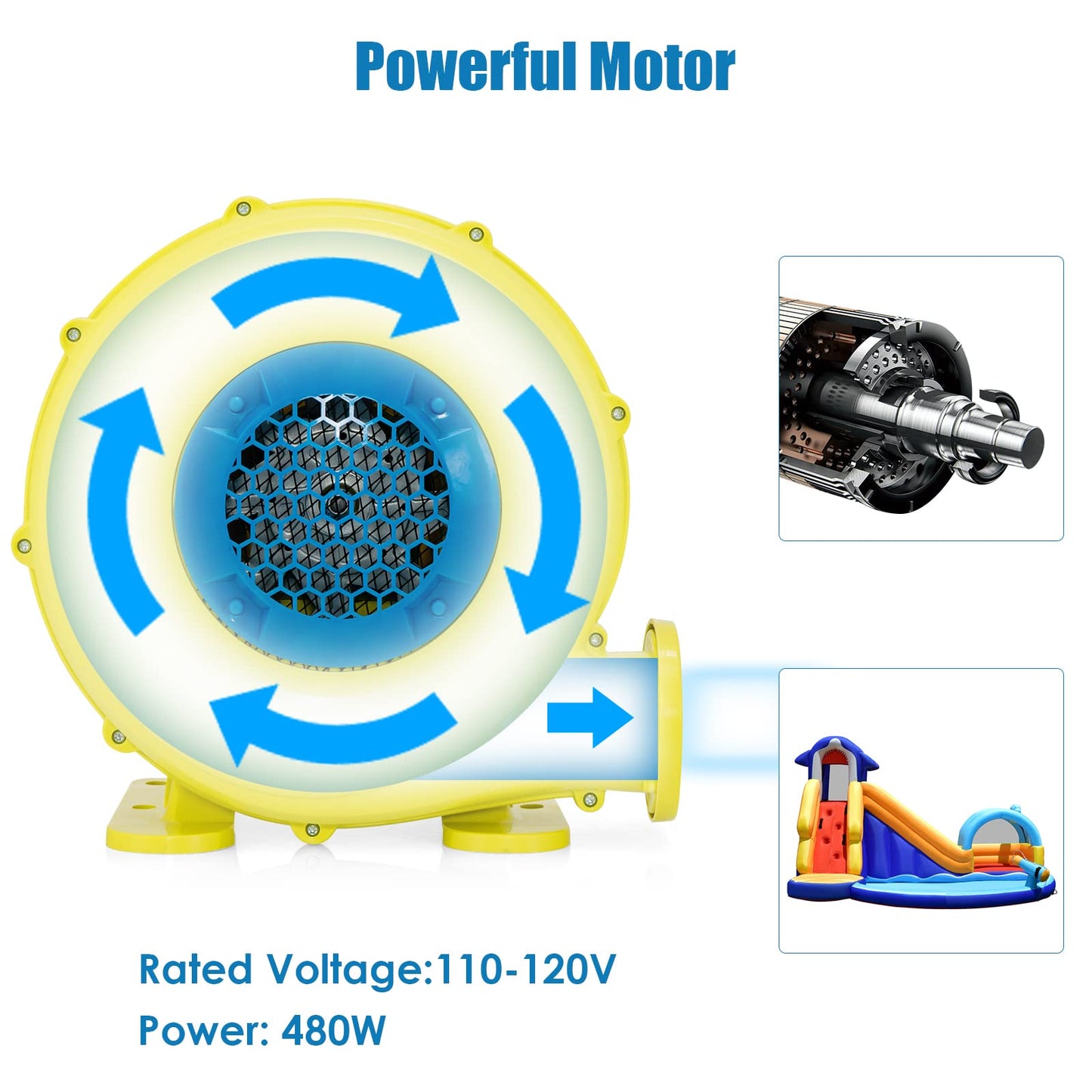 OLAKIDS Inflatable Bouncer Blower, 480W Lightweight Pump Fan OLAKIDS