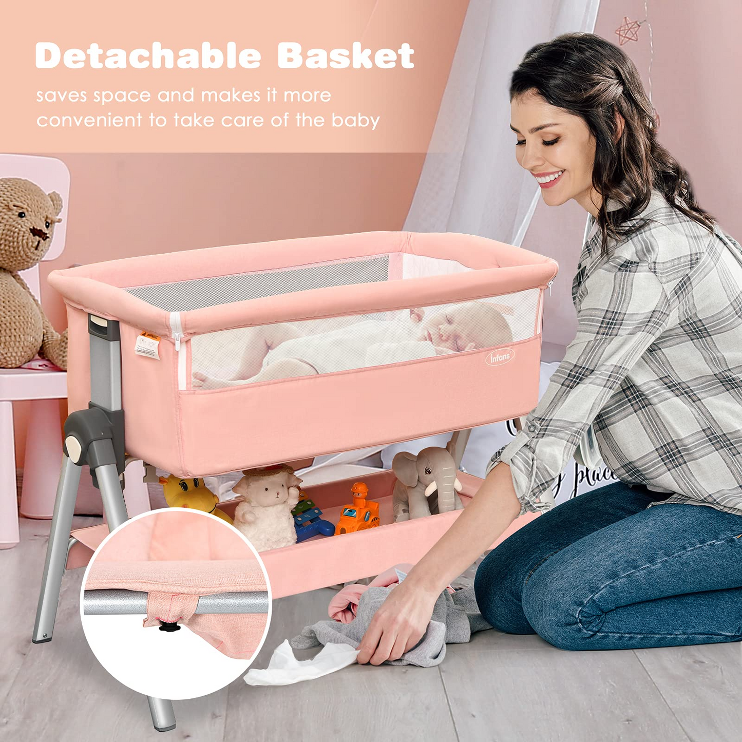 Baby Bassinet Bedside Sleeper with Spine Protecting Support OLAKIDS