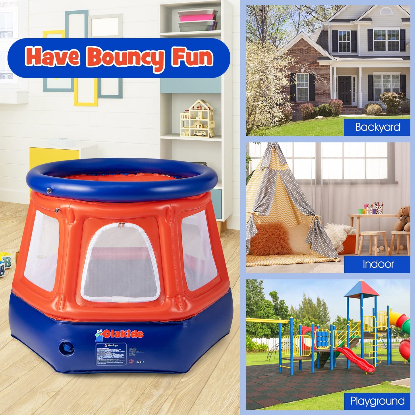 OLAKIDS Inflatable Dome Rocker Bouncer, Outdoor Kids Giant Roll and Play Seesaw Rocke, Toddlers Climbing Game Toy