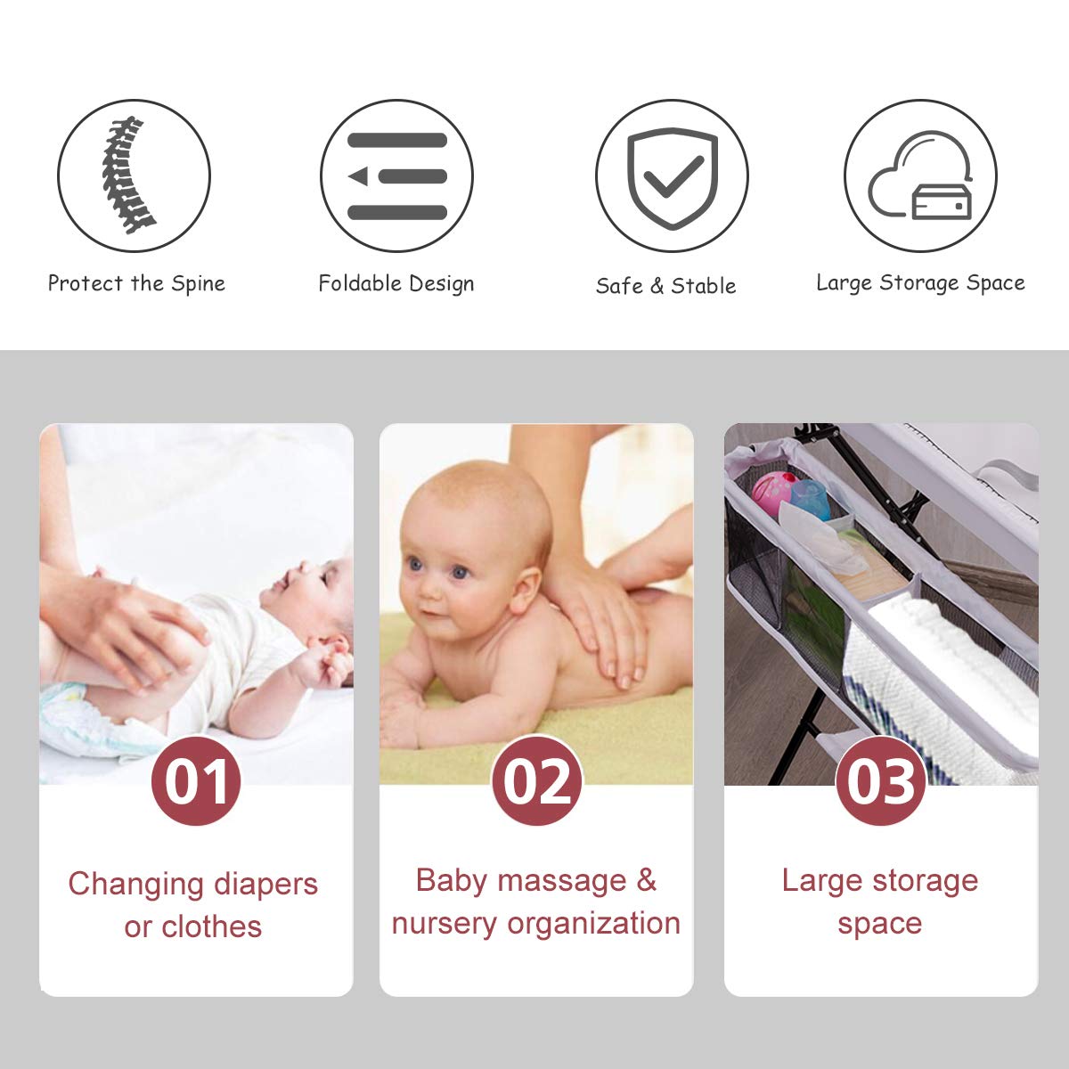 Baby Portable Changing Table with Safety Belt OLAKIDS