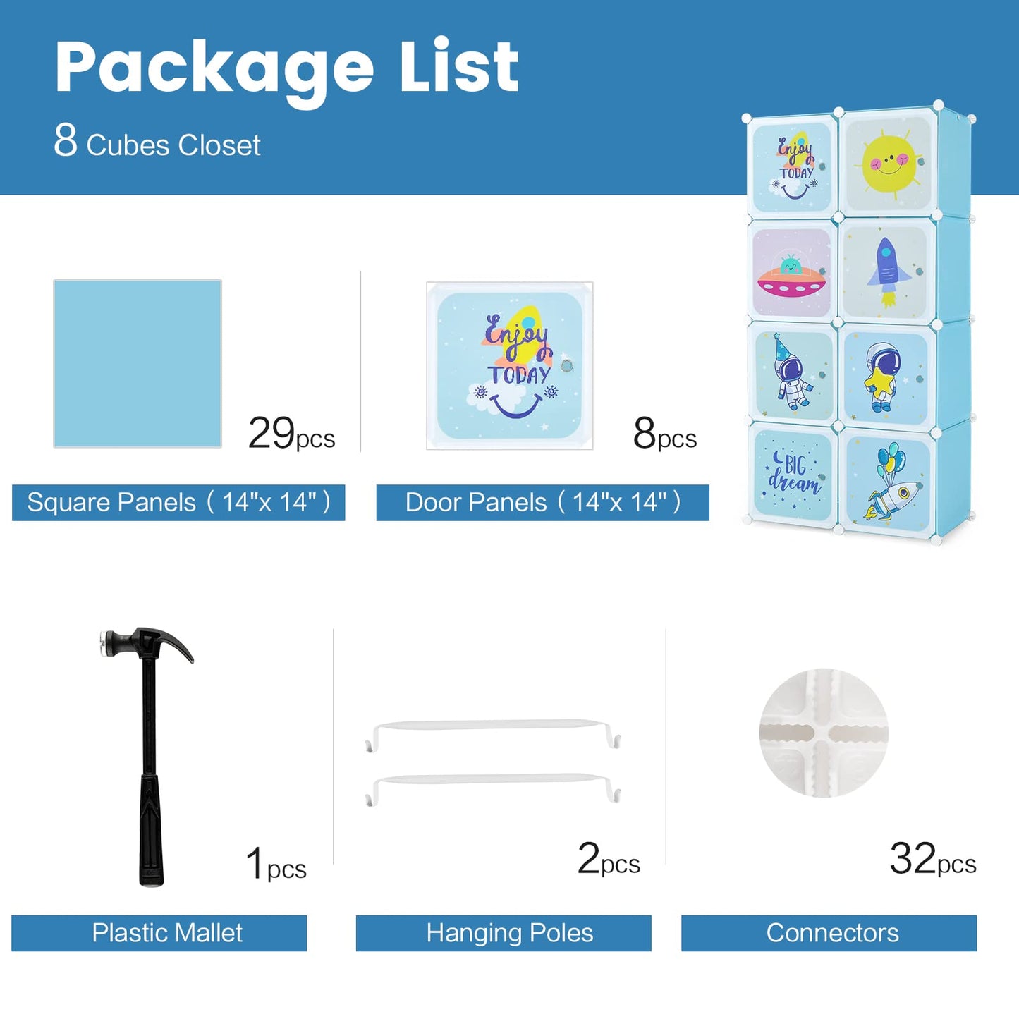 OLAKIDS Children Wardrobe, Kid Closet Portable Baby Dresser Cute for Kids Bedroom