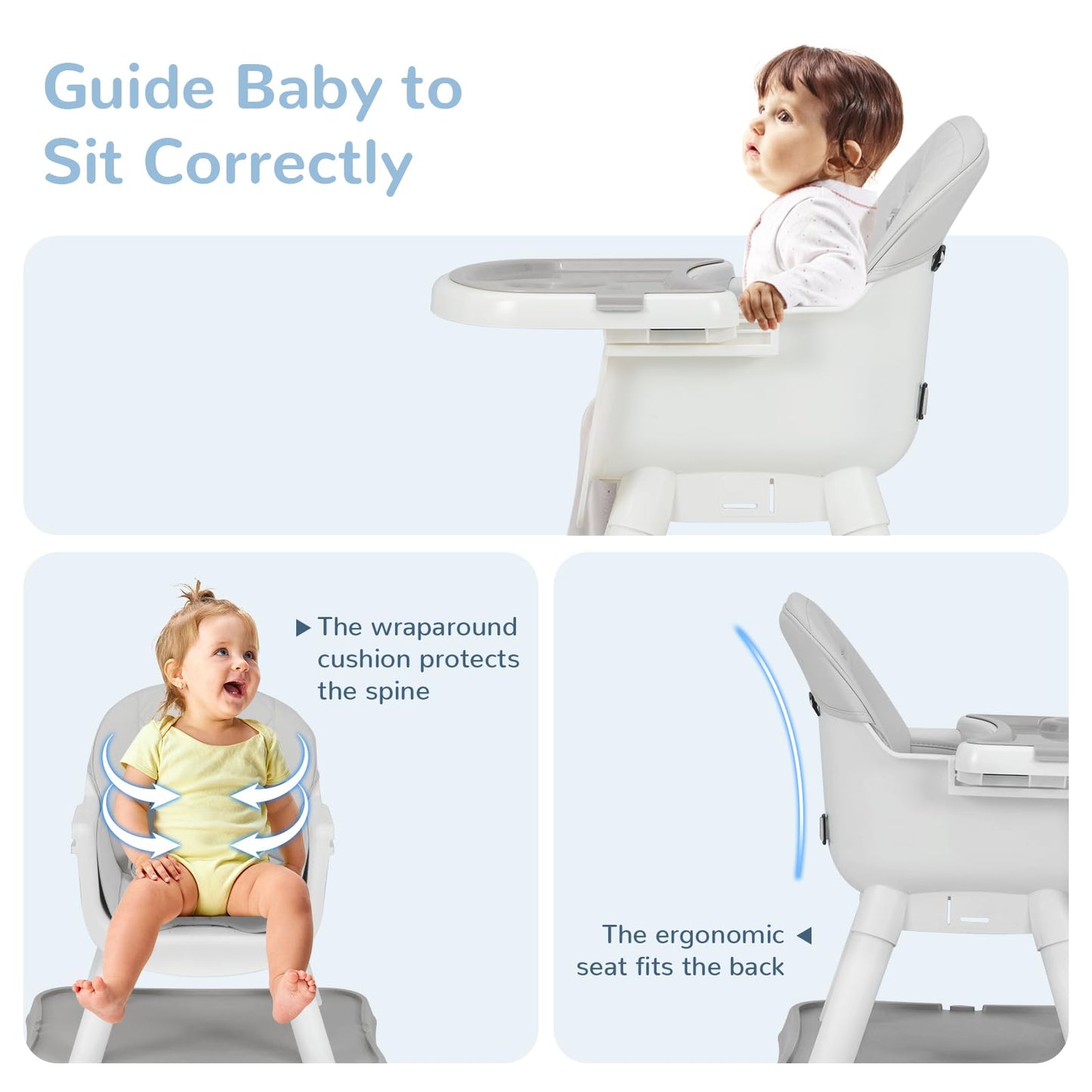 OLAKIDS 6 in 1 Baby High Chair, Convertible Highchair for Babies and Toddlers, Building Block Table