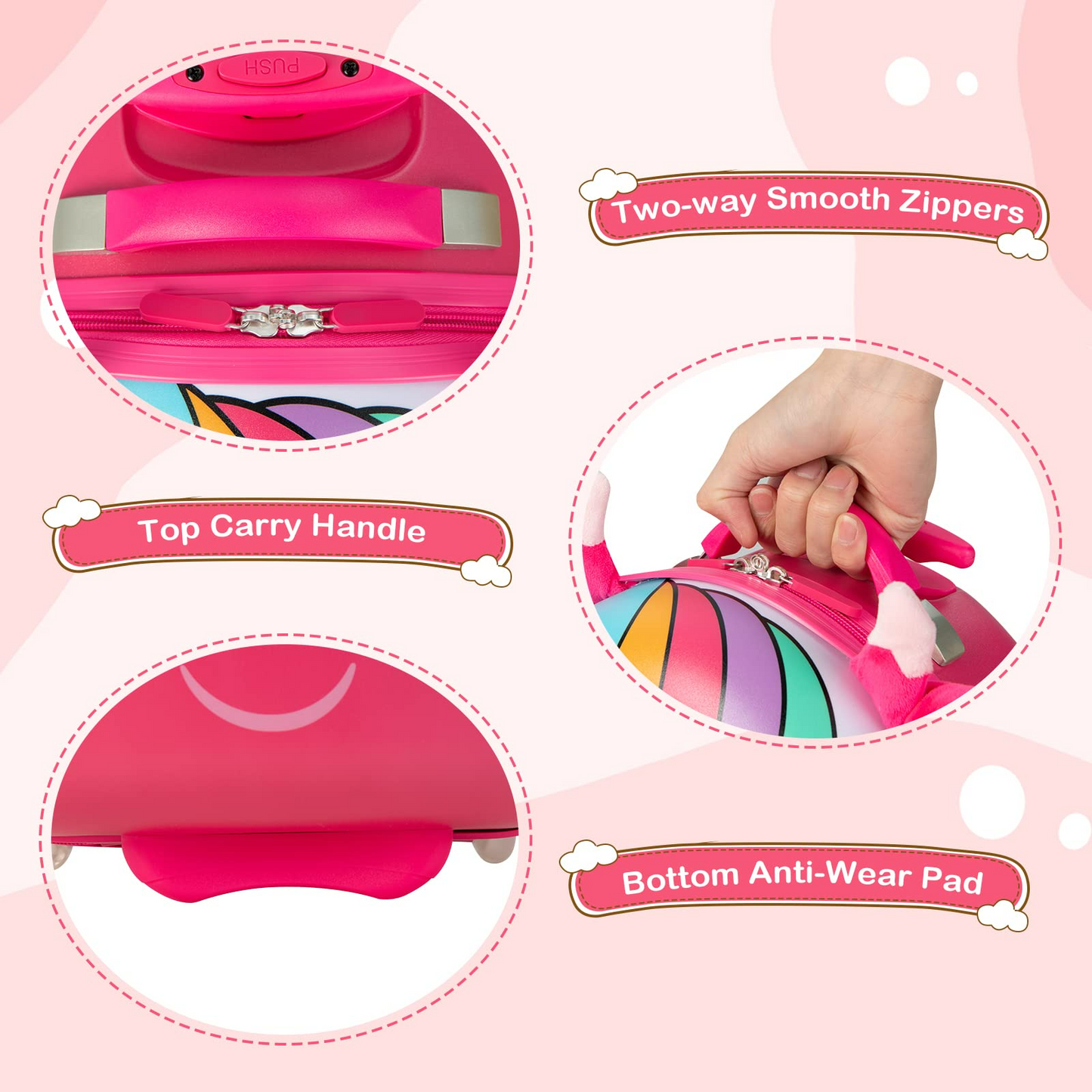 OLAKIDS Kids Luggage, 16’â€?Carry On Rolling Suitcase for Girls Boys with 2 Flashing Spinner Wheels OLAKIDS