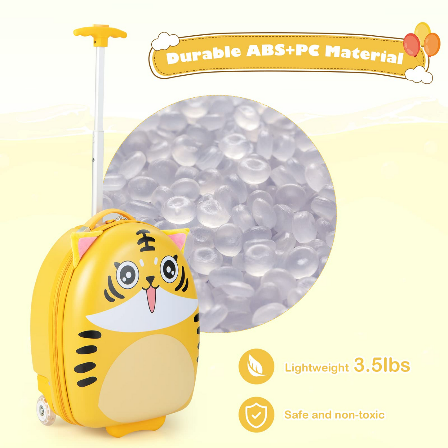 OLAKIDS Kids Luggage, 16’â€?Carry On Rolling Suitcase for Girls Boys with 2 Flashing Spinner Wheels OLAKIDS