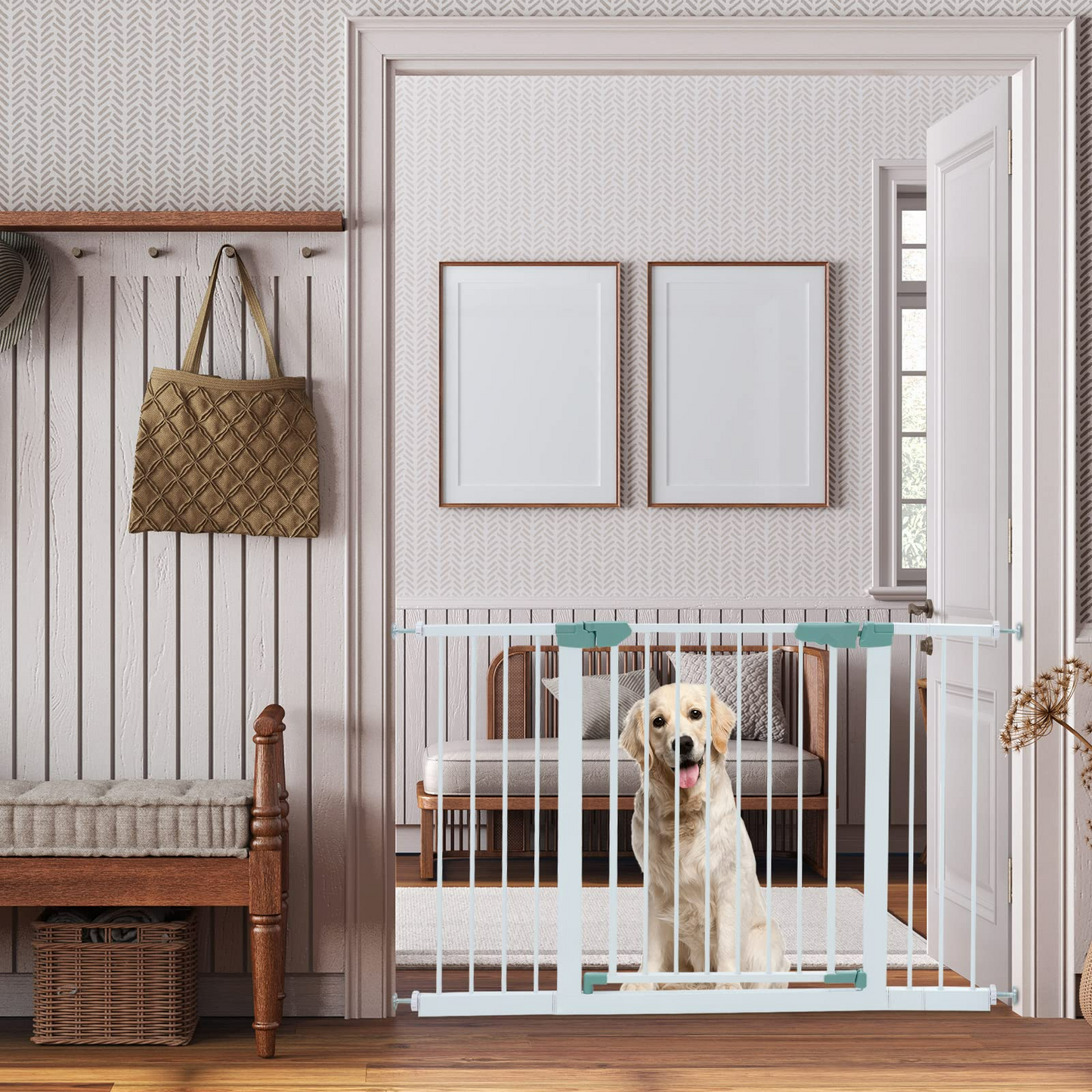 OLAKIDS Baby Gate 27.5’â€?47’â€? Auto Close Safety Banister for Kids and Pets, Easy Step Extra Wide Tall Child Dog Gates OLAKIDS