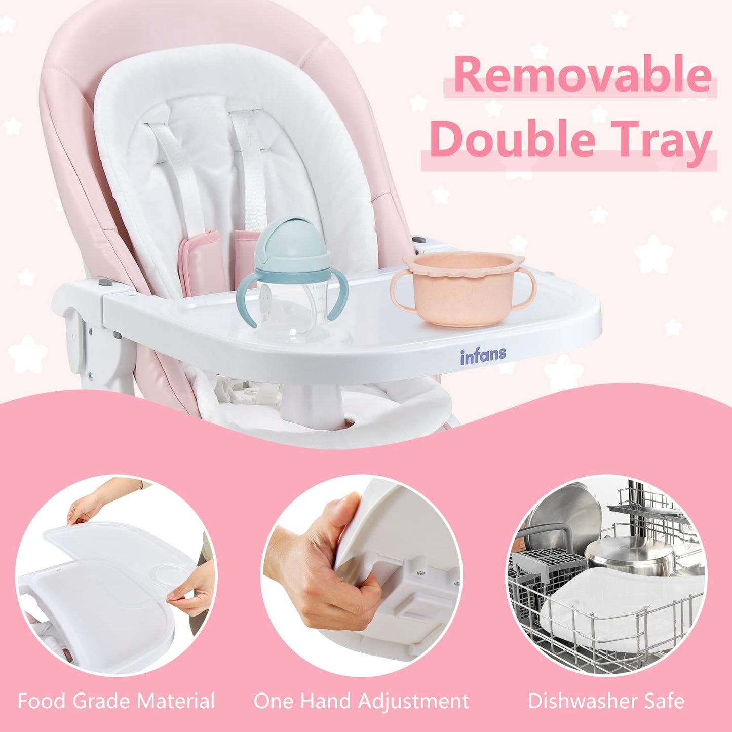 OLAKIDS 3 in 1 Baby High Chair, Electric Baby Swing, Infant Dining Booster Seat, Multifunction Highchair for Toddlers