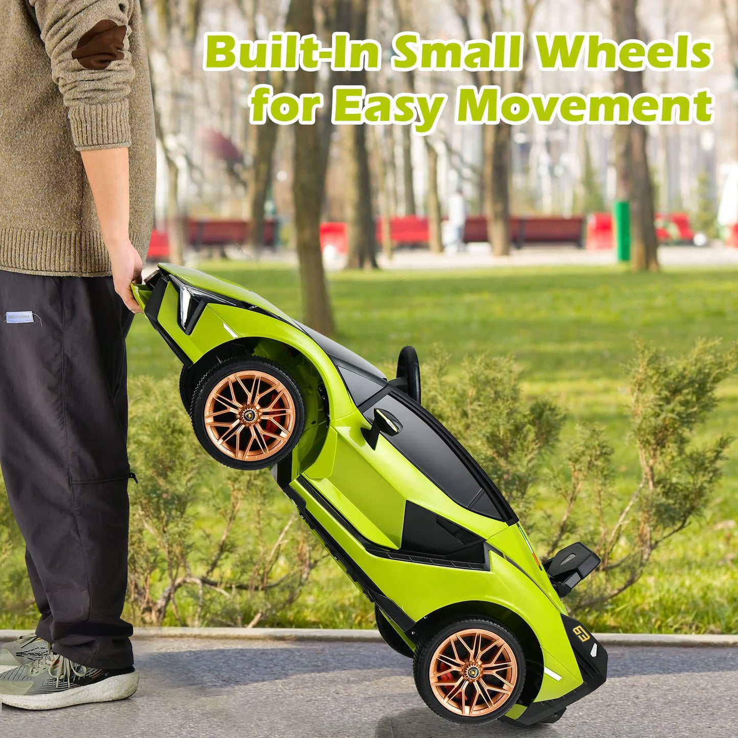 OLAKIDS Licensed Lamborghini Sian Kids Ride on Car with Parent Remote Control, 12V Electric Toy Roadster