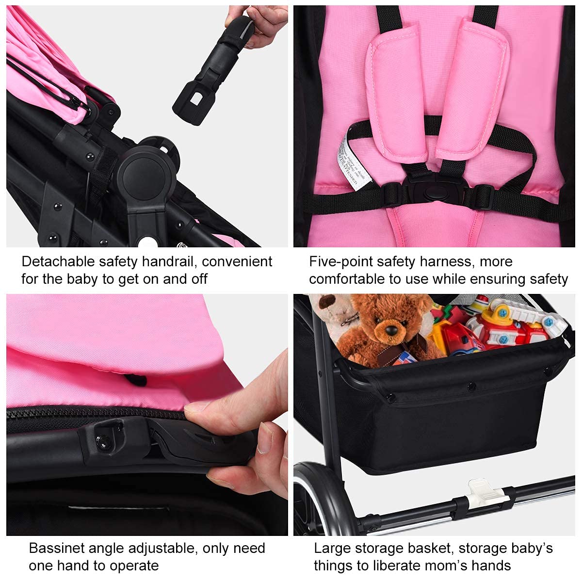 OLAKIDS 2 in 1 Baby Stroller, High Landscape Infant Stroller and Reversible Bassinet Pram, Foldable Pushchair with Adjustable Canopy