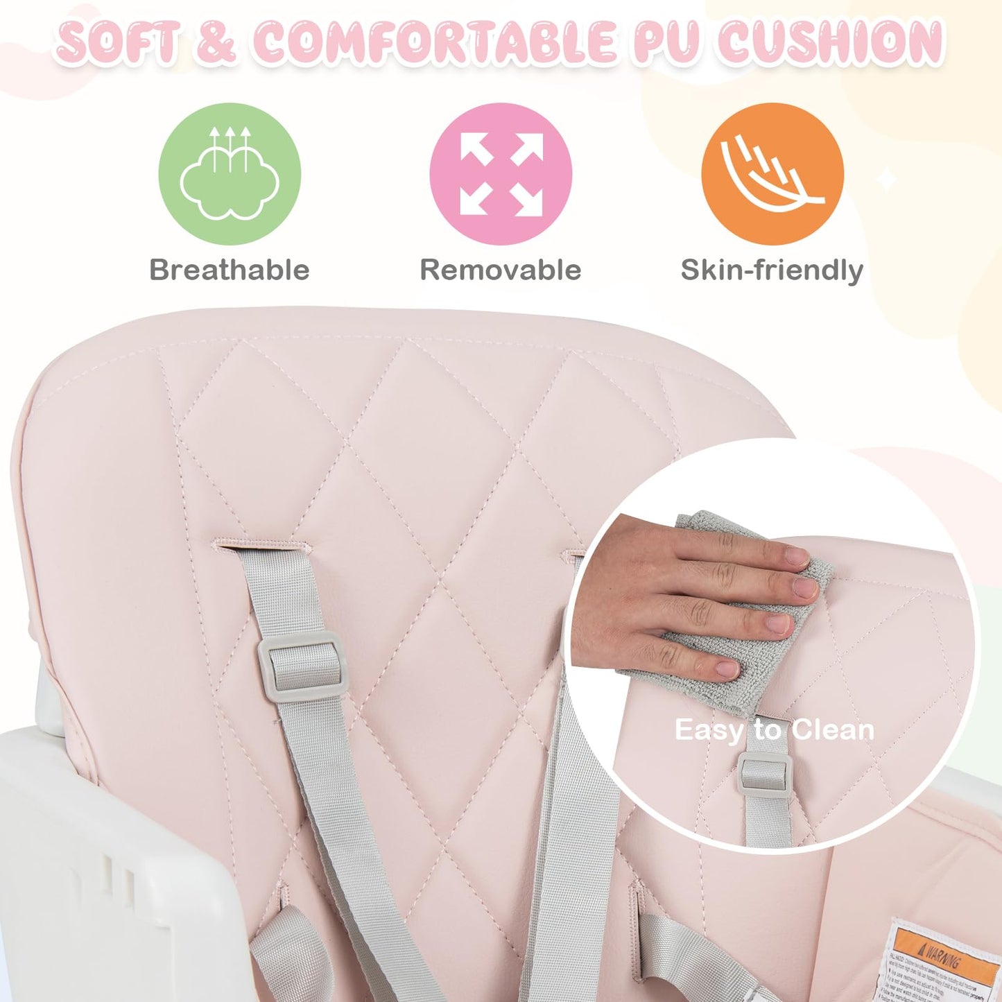 OLAKIDS Baby High Chair, 6 in 1 Convertible Wooden Highchair, Infant Feeding Chair