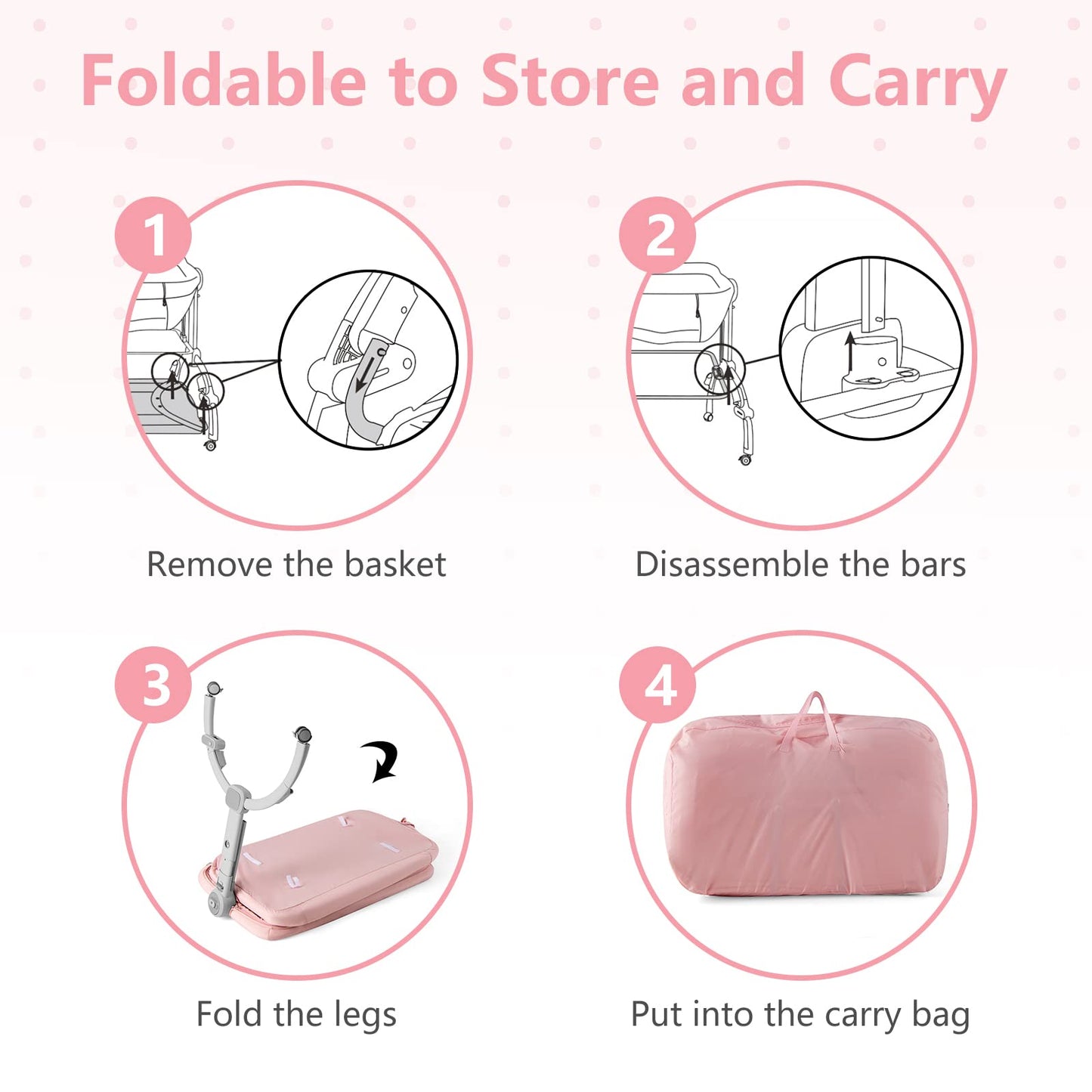 OLAKIDS 3 in 1 Baby Bassinet, Folding Bedside Sleeper Crib with Mattress Pad, Height Angle Adjustable