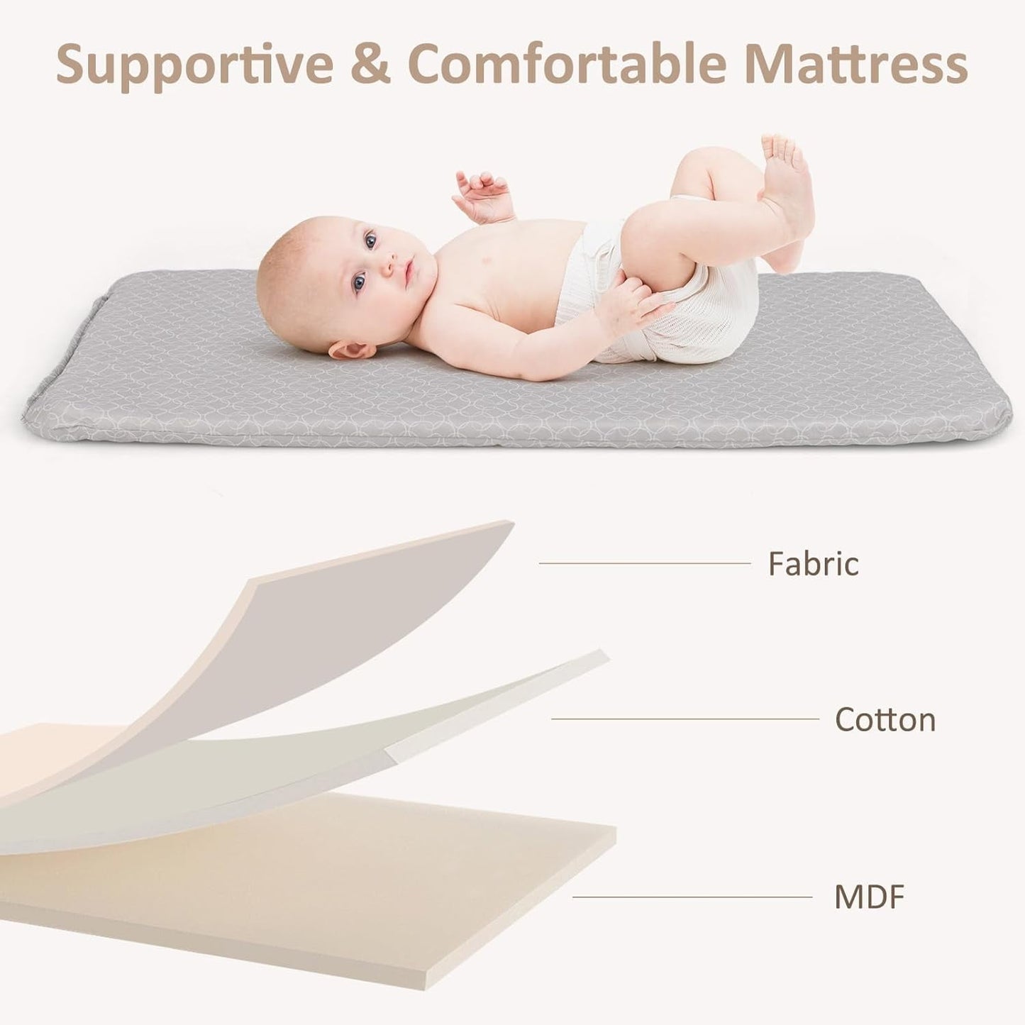 OLAKIDS Baby Bedside Bassinet, Over-Bed Baby Bassinet with Adjustable Height, Safe Close Sleeping, Storage, Lowering Wall for Easy Access, Newborn Girls Boys Aged 6-18 Months