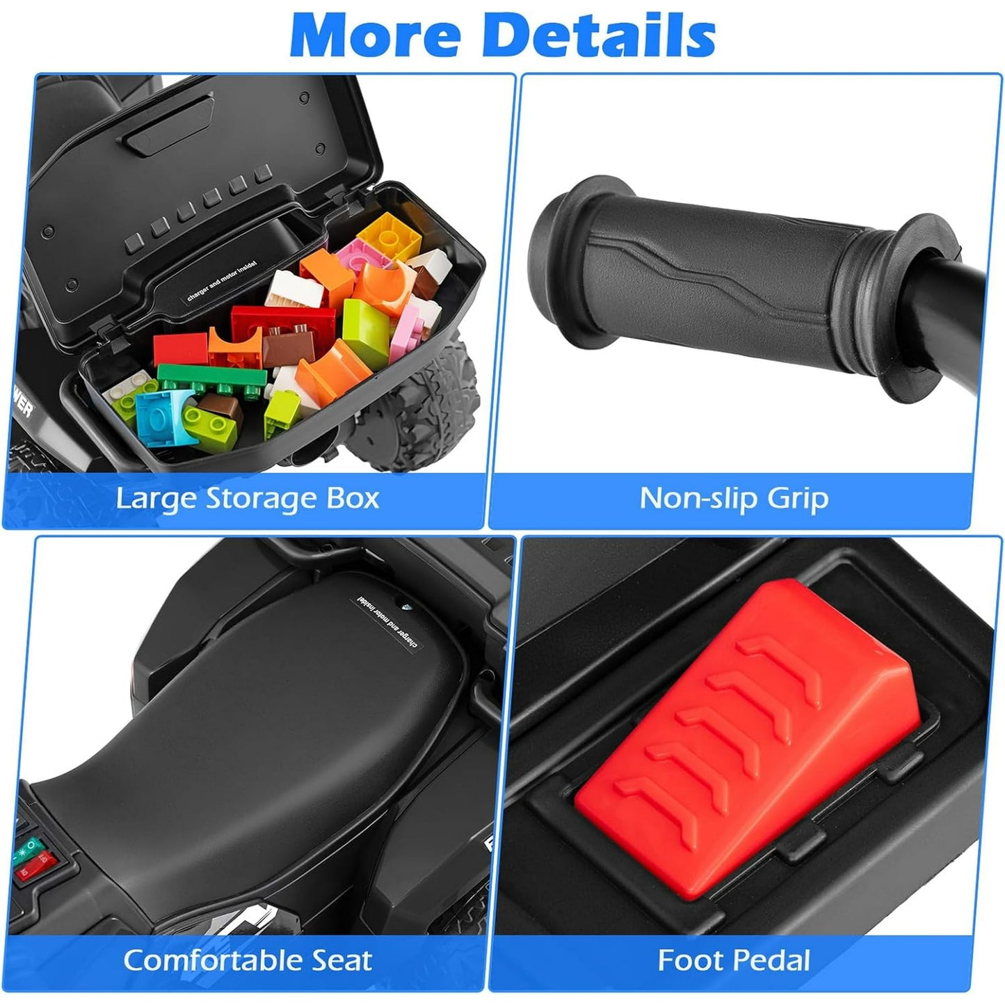 OLAKIDS Kids ATV with Spray Function, Remote Control, Storage Trunk, 6V Electric Toddler Ride on Toy