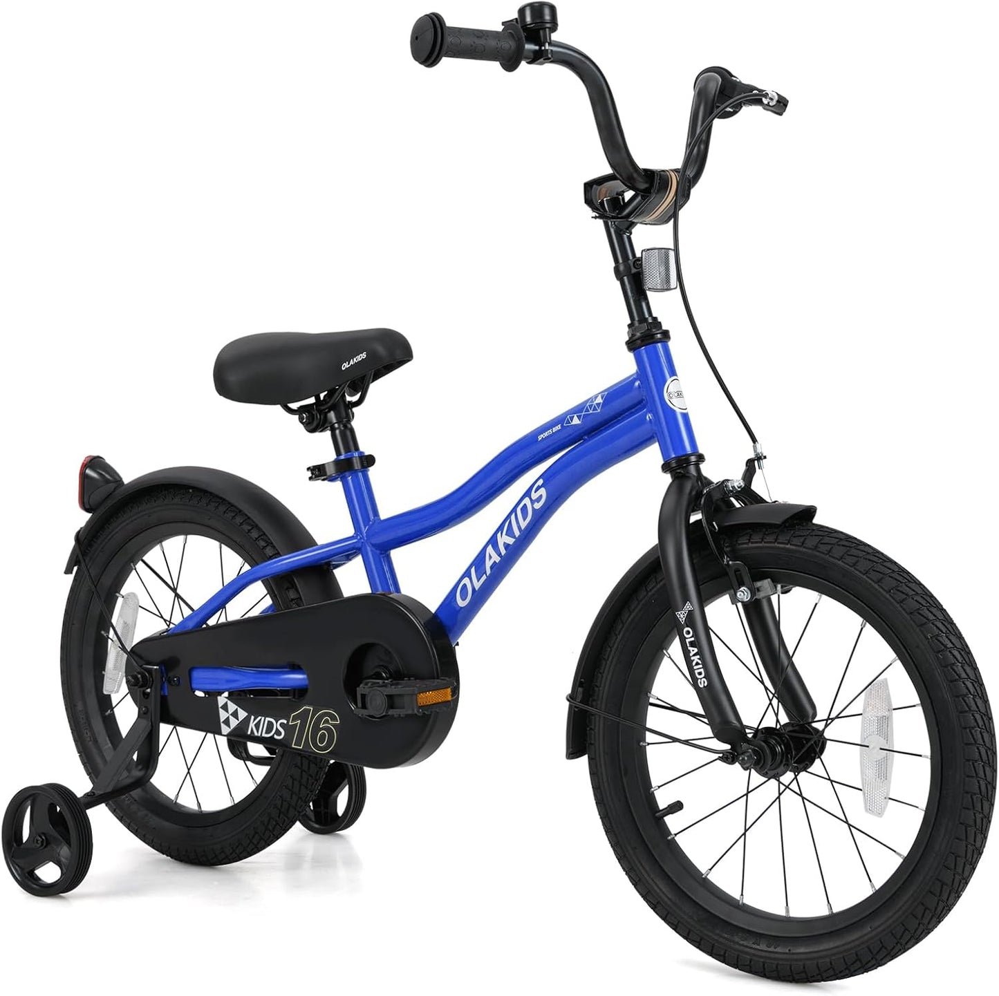 Olakids Kids Bike, 12 14 16 18 Inch Toddlers Bike with Training Wheels Safety Bell Adjustable Seat and Handlebar, Handbrake and Coaster Brake, Children's Bicycle for Boys Girls