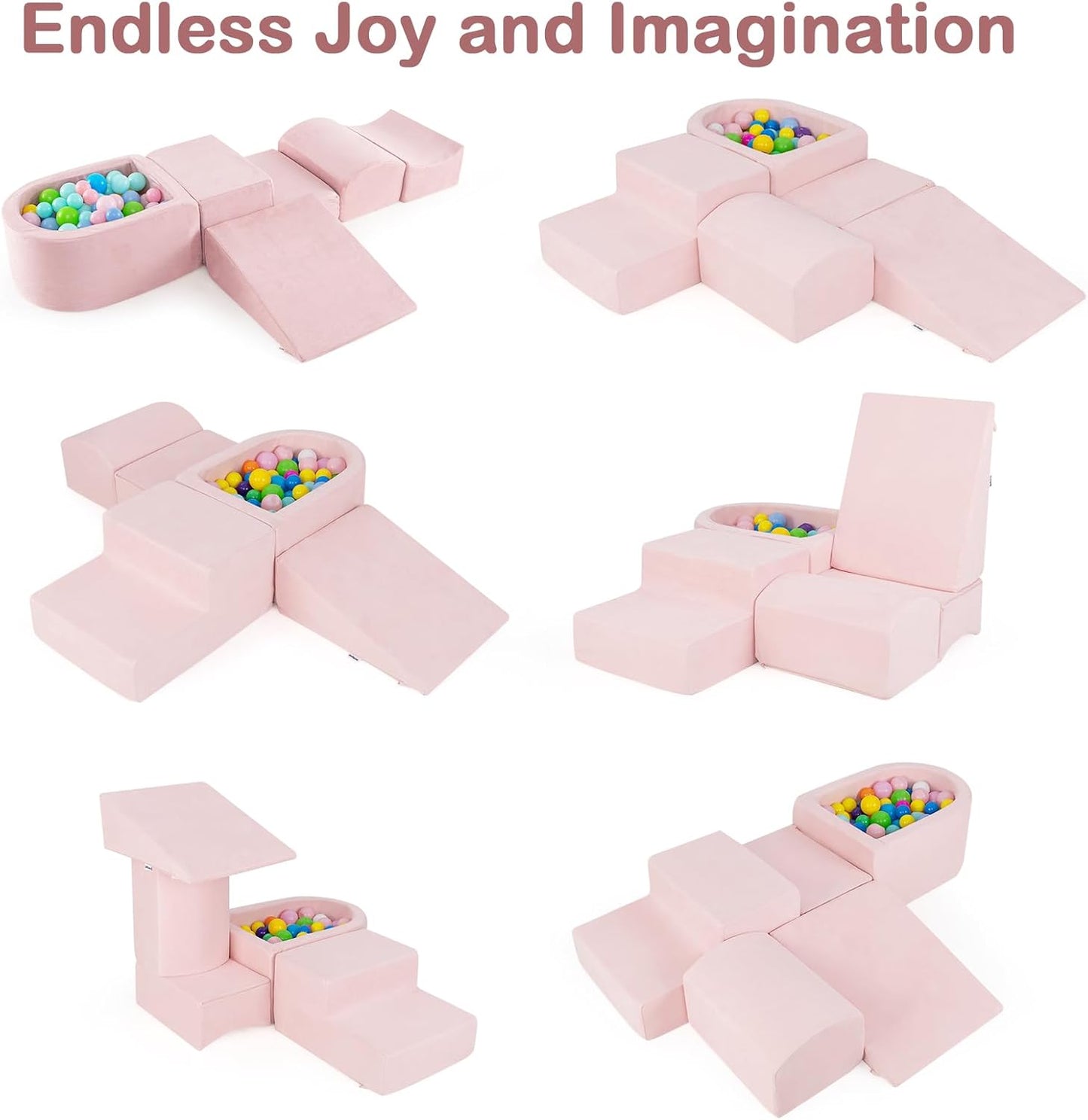 INFANS Climbing Toys for Toddlers, Foam Climbing Blocks and Ball Pit for Baby, 5pc Kids Climb and Crawl Block Activity Structure Play Set, Indoor Foam Play Gym for Crawling and Sliding