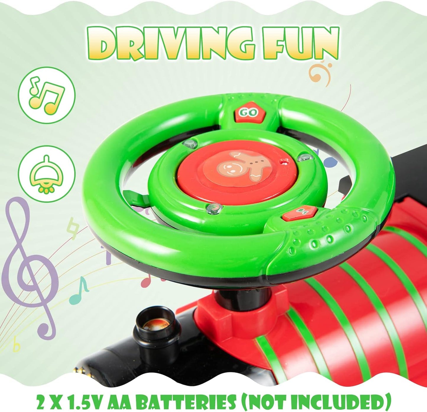 Olakids 6V Electric Ride On Train Track Set Christmas Circus for Kids