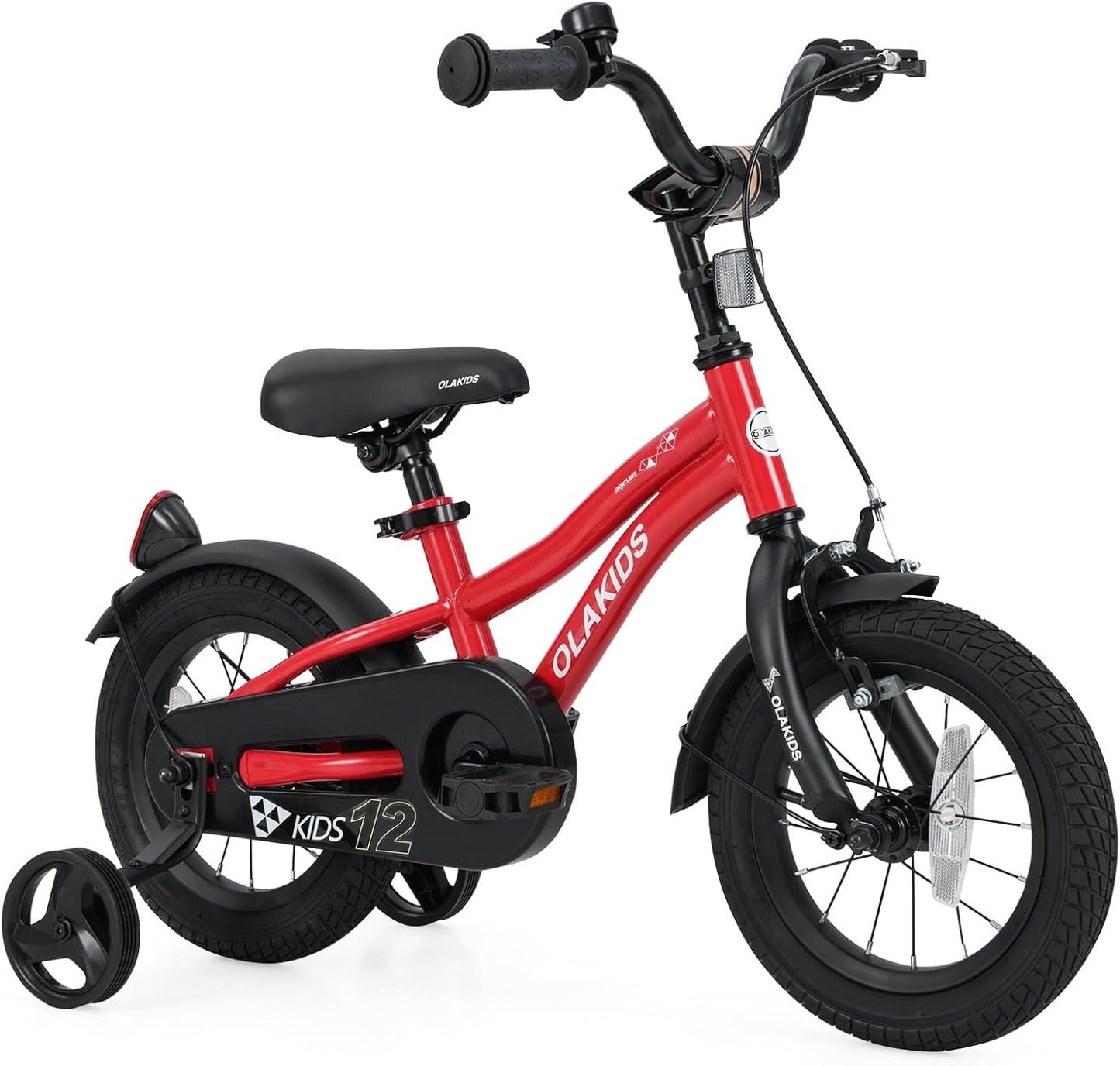 Olakids Kids Bike, 12 14 16 18 Inch Toddlers Bike with Training Wheels Safety Bell Adjustable Seat and Handlebar, Handbrake and Coaster Brake, Children's Bicycle for Boys Girls