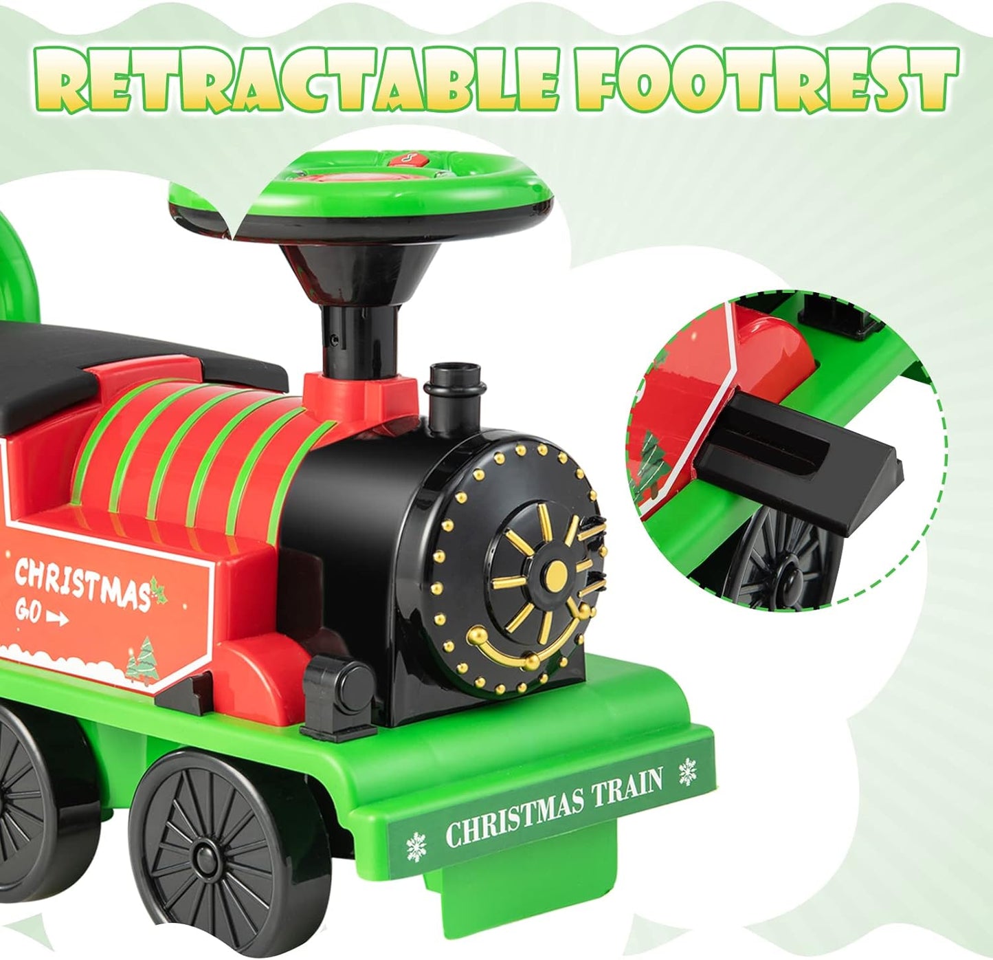 Olakids 6V Electric Ride On Train Track Set Christmas Circus for Kids