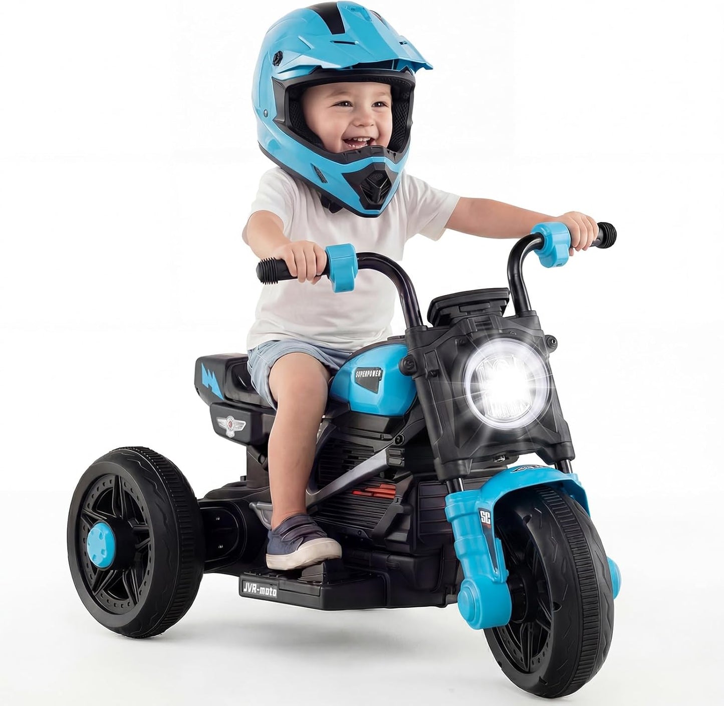 OLAKIDS 6V Kids Motorcycle with Forward & Reverse Switch, Headlight, Horn, Music, Story, USB Port, 3-Wheel Battery Powered Electric Ride on Toys for Toddler Boys Girls