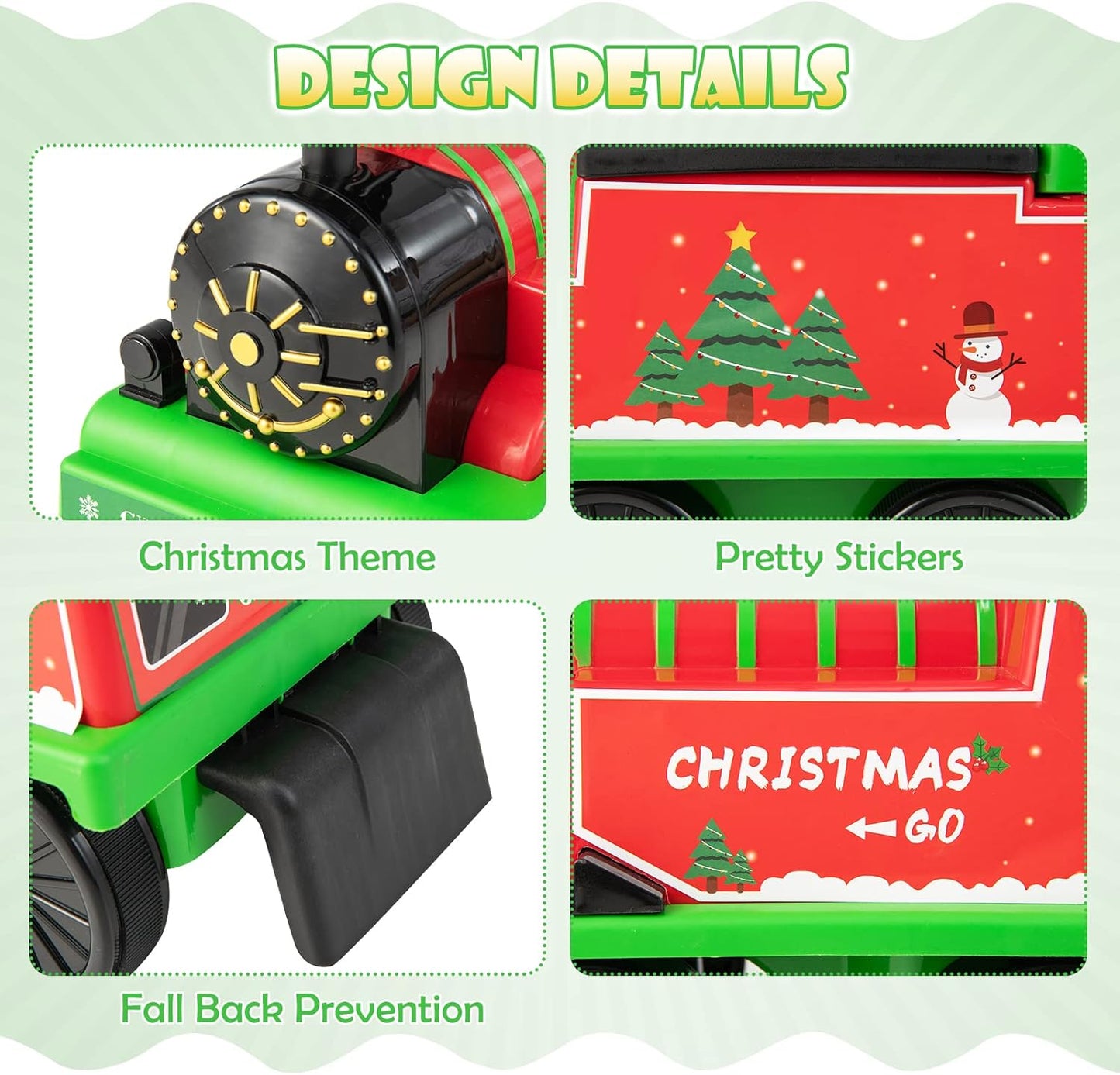 Olakids 6V Electric Ride On Train Track Set Christmas Circus for Kids