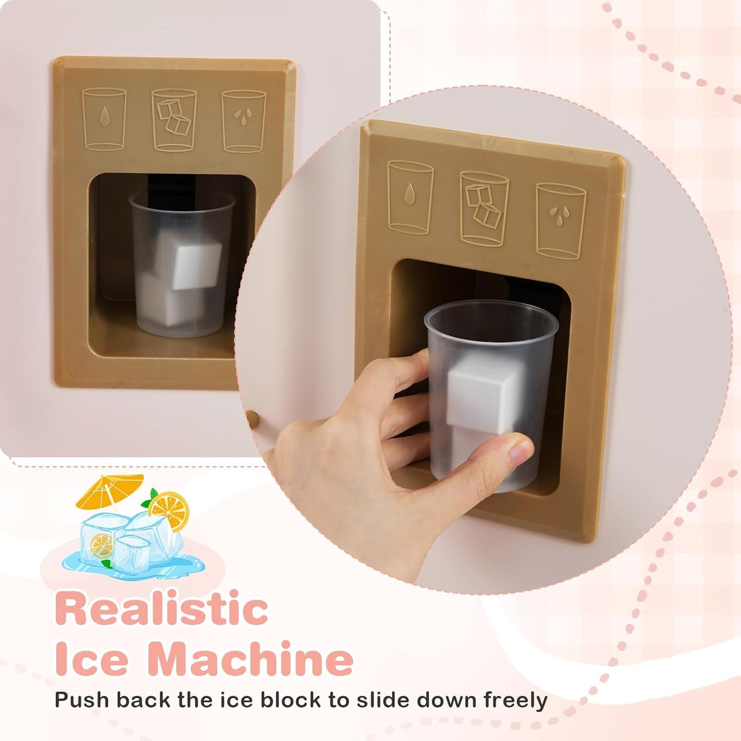 OLAKIDS Corner Kids Kitchen, Wooden Pretend Playset with Telescopic Cart Realistic Lights Sounds Ice Maker Fabric Drawers Microwave Oven, Toddler Cooking Toy Gift for Boys Girls Aged 3+