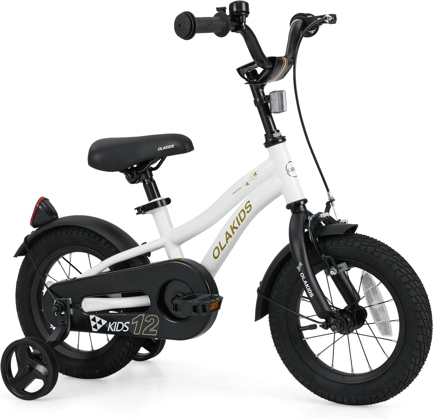 Olakids Kids Bike, 12 14 16 18 Inch Toddlers Bike with Training Wheels Safety Bell Adjustable Seat and Handlebar, Handbrake and Coaster Brake, Children's Bicycle for Boys Girls