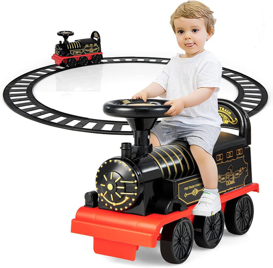 Olakids 6V Electric Ride On Train Track Set Christmas Circus for Kids