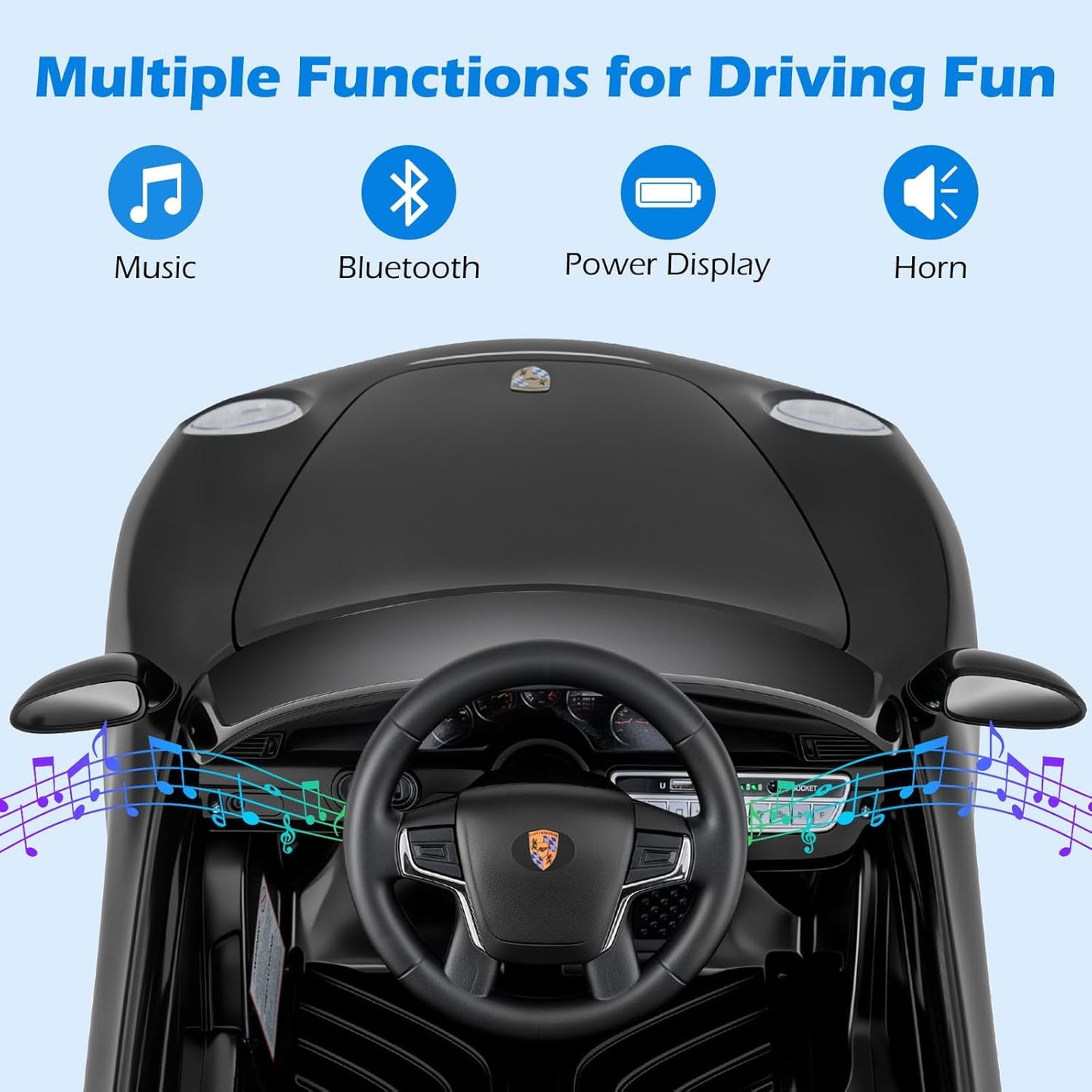 Licensed Porsche 12V Pink Ride on Car by OLAKIDS, Electric Vehicle Battery Powered with Remote Control, Headlight, Bluetooth, Power Display, 4 Wheeler Toys for Kids Girls Boys