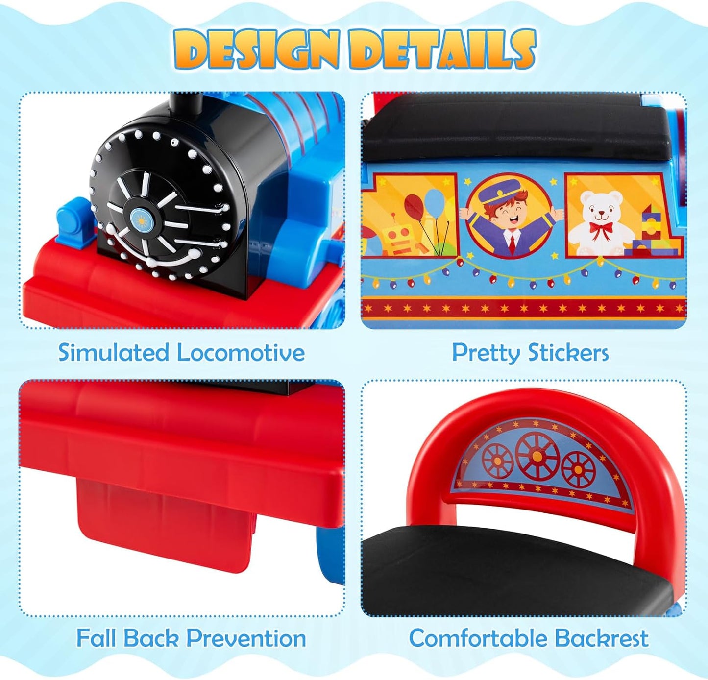 Olakids 6V Electric Ride On Train Track Set Christmas Circus for Kids