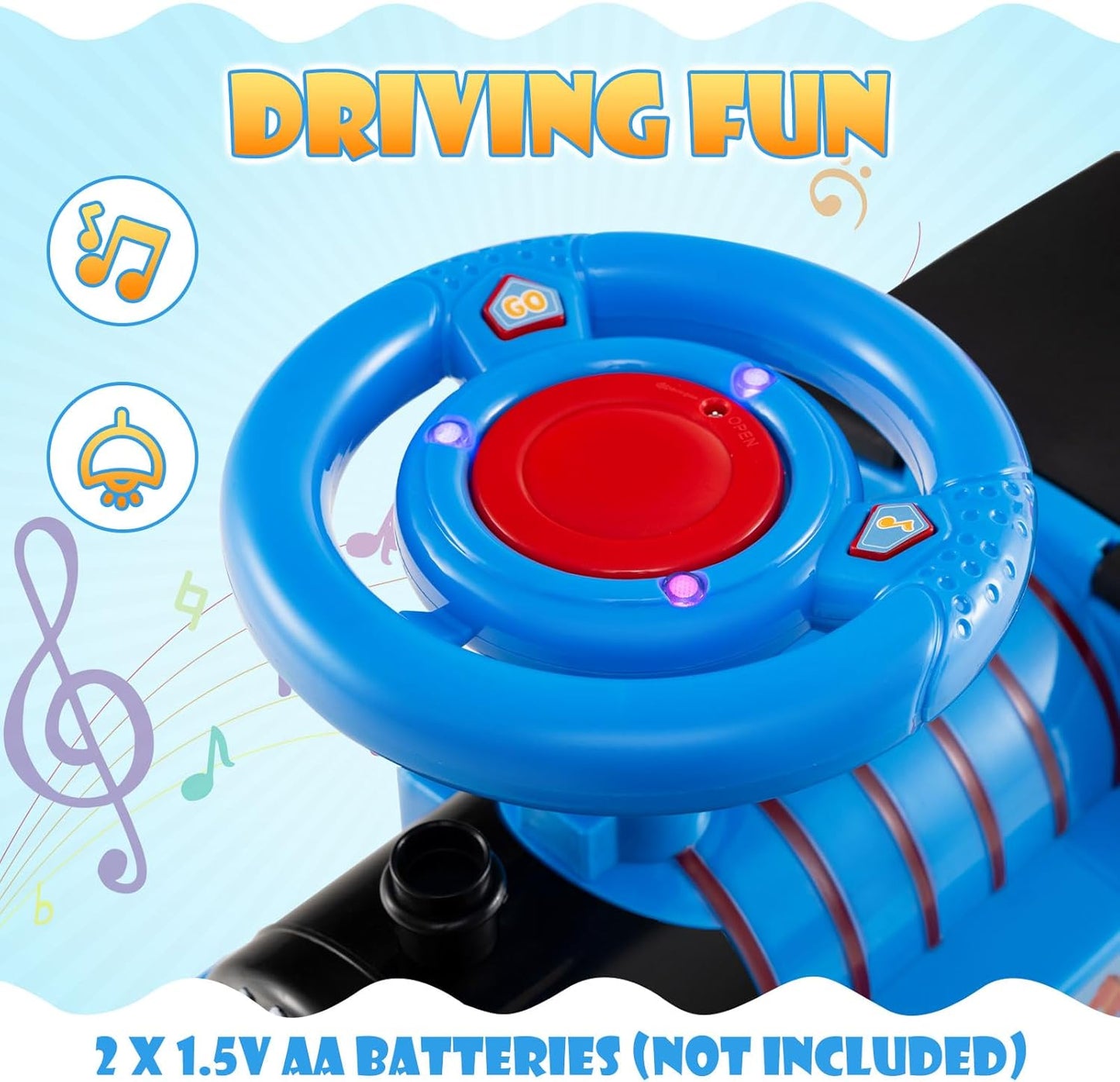 Olakids 6V Electric Ride On Train Track Set Christmas Circus for Kids