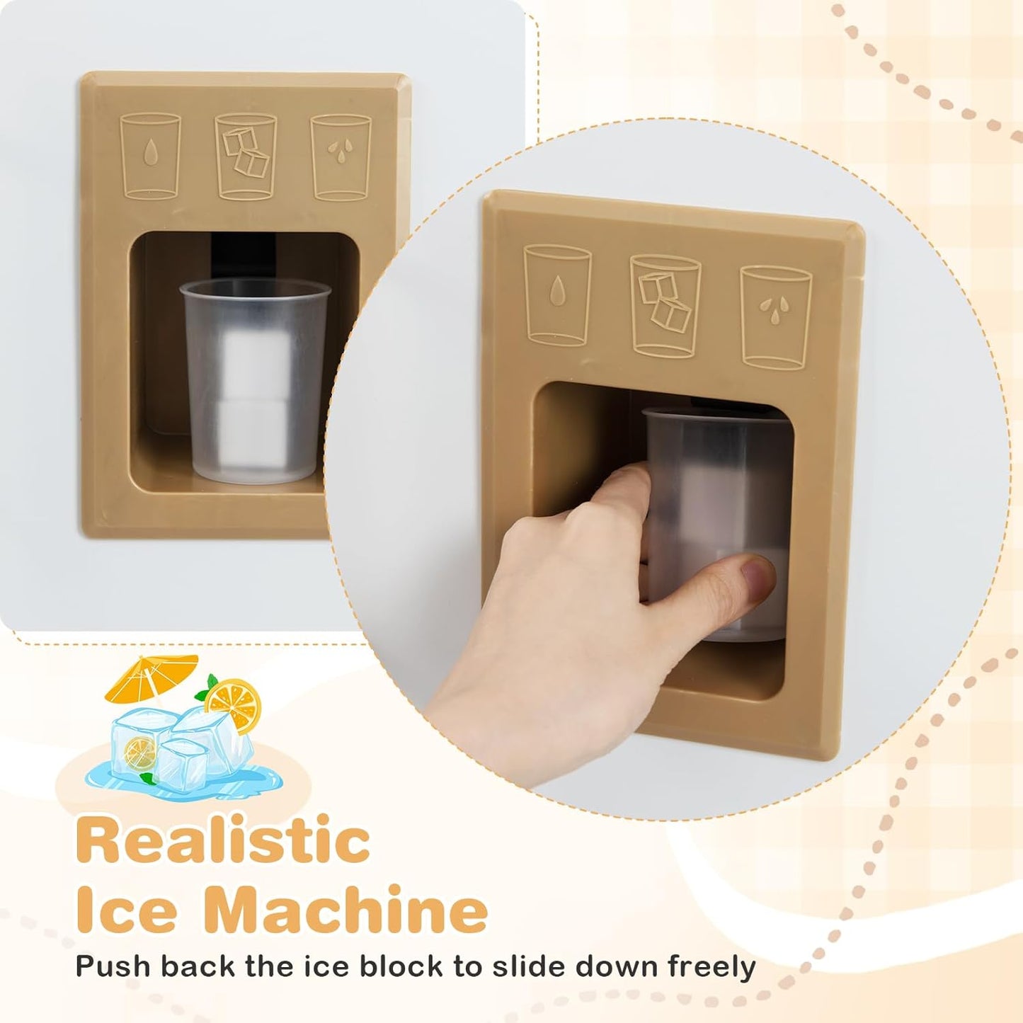 OLAKIDS Corner Kids Kitchen, Wooden Pretend Playset with Telescopic Cart Realistic Lights Sounds Ice Maker Fabric Drawers Microwave Oven, Toddler Cooking Toy Gift for Boys Girls Aged 3+