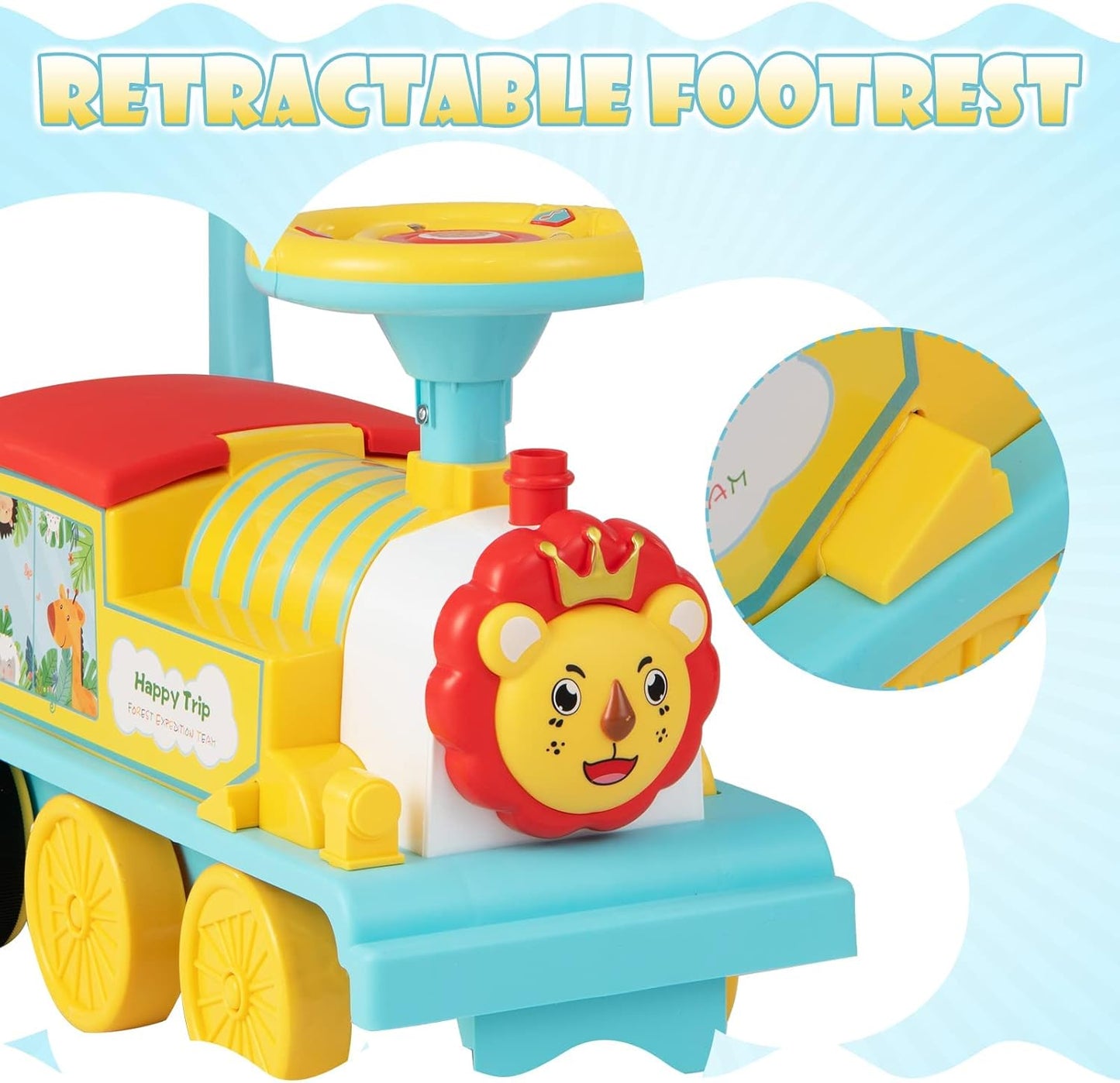 Olakids 6V Electric Ride On Train Track Set Christmas Circus for Kids