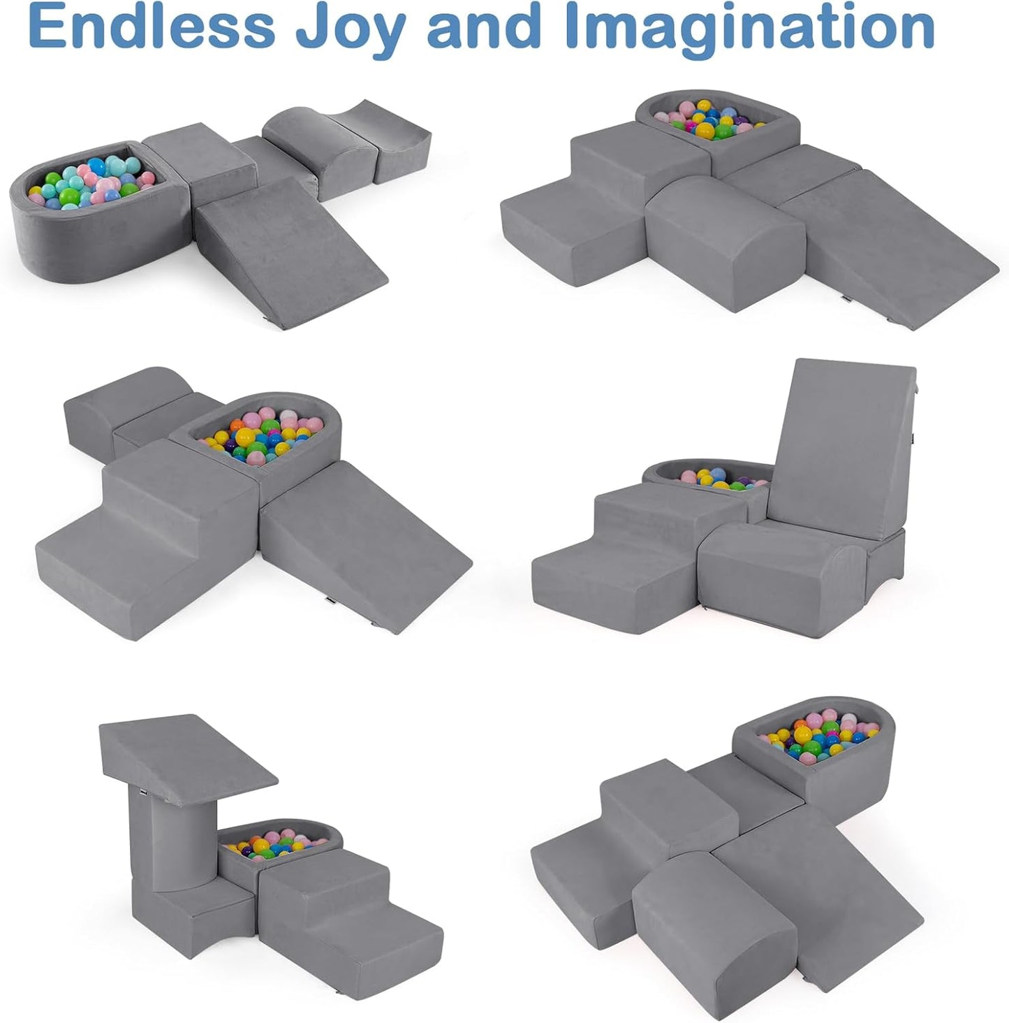 INFANS Climbing Toys for Toddlers, Foam Climbing Blocks and Ball Pit for Baby, 5pc Kids Climb and Crawl Block Activity Structure Play Set, Indoor Foam Play Gym for Crawling and Sliding