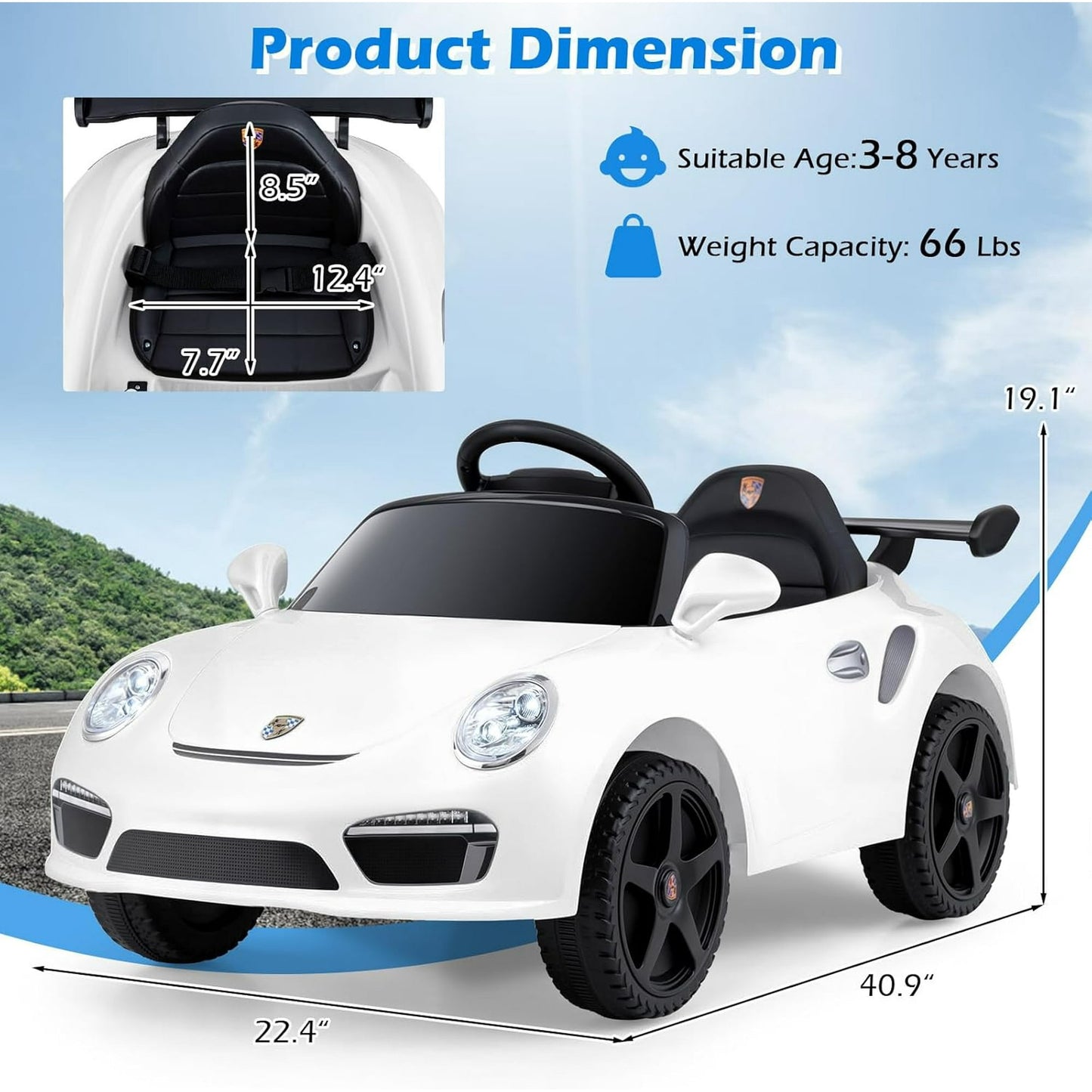 Licensed Porsche 12V Pink Ride on Car by OLAKIDS, Electric Vehicle Battery Powered with Remote Control, Headlight, Bluetooth, Power Display, 4 Wheeler Toys for Kids Girls Boys