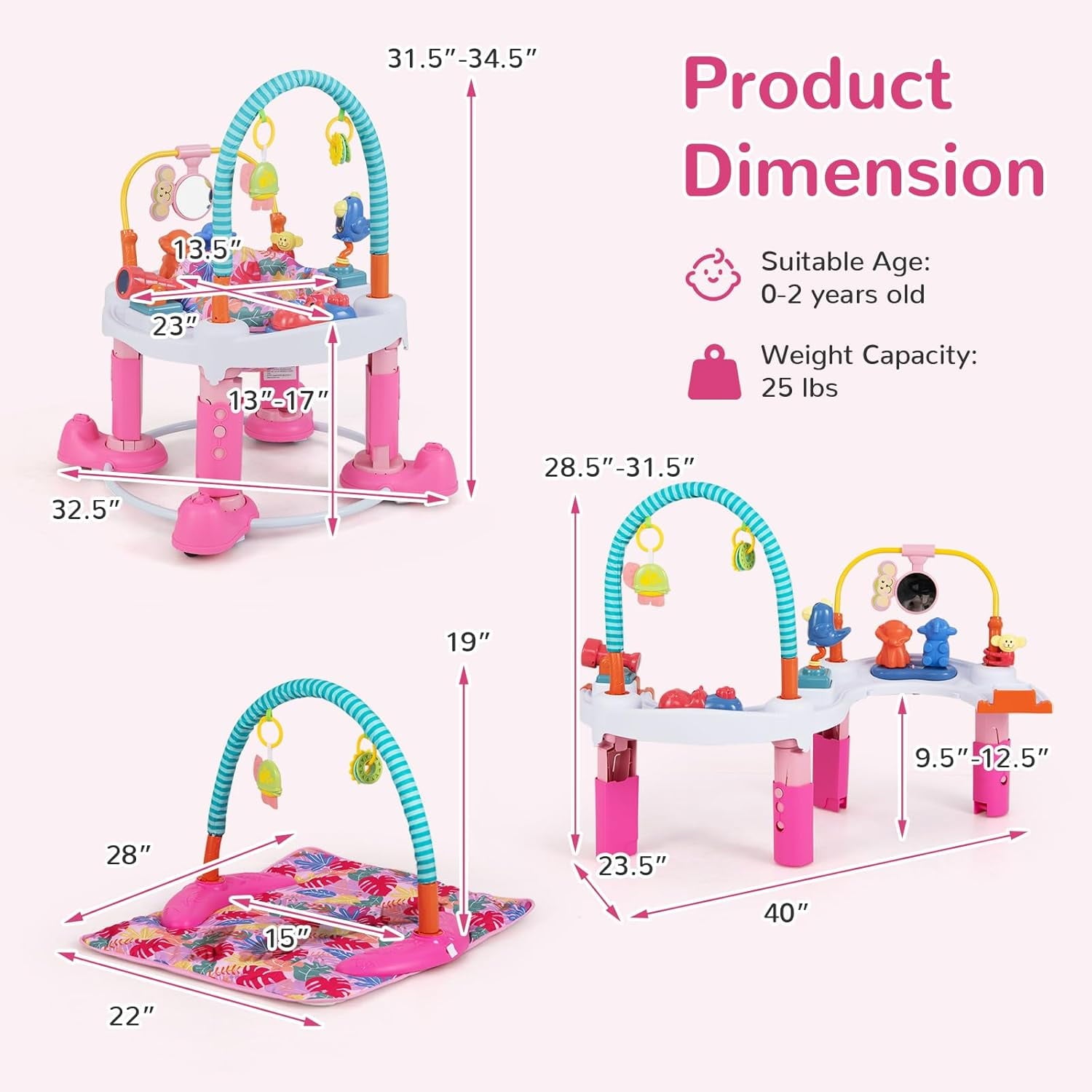 INFANS Baby Bouncer Activity Center, 5 in 1 Toddler Bouncing