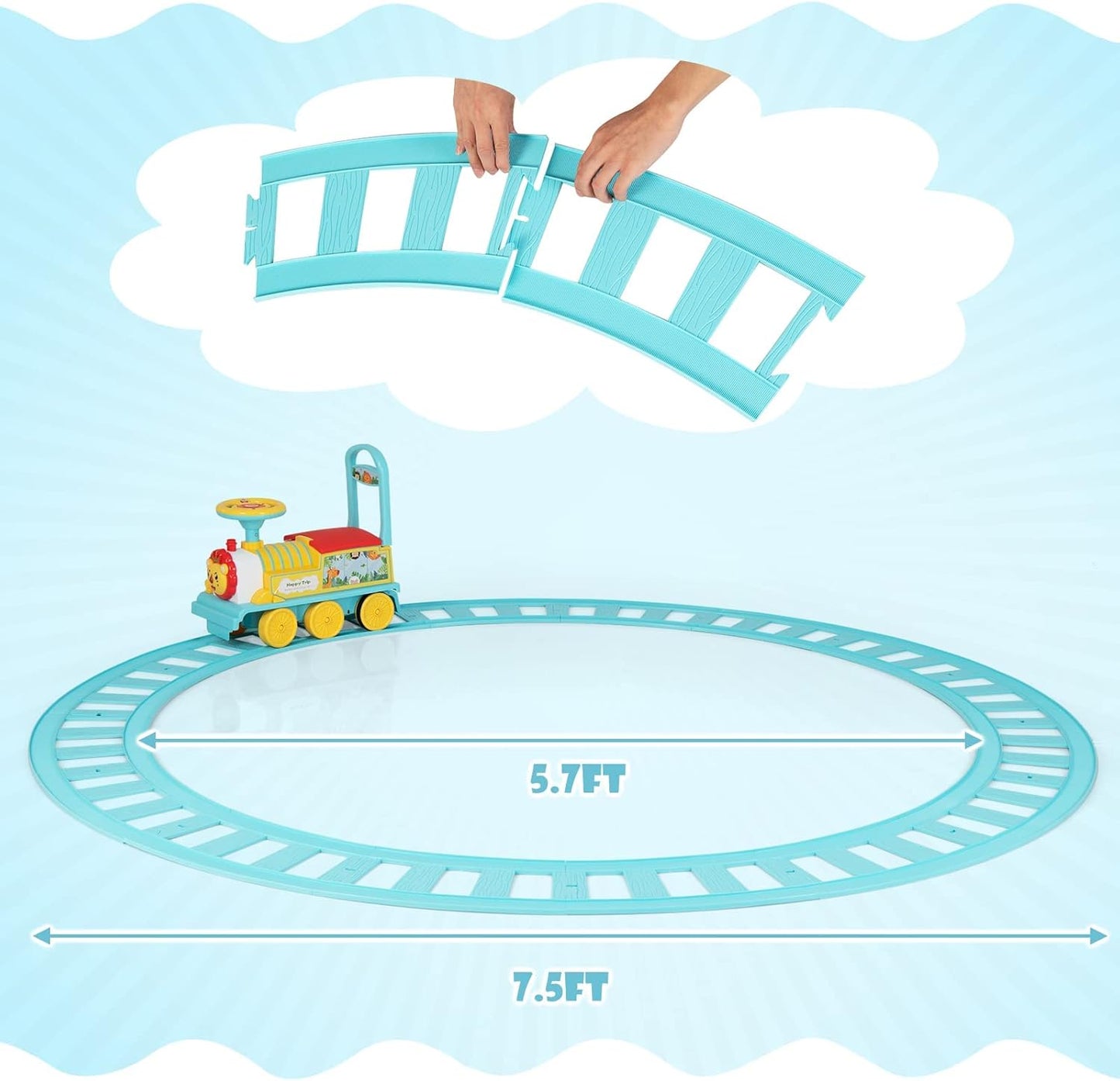 Olakids 6V Electric Ride On Train Track Set Christmas Circus for Kids