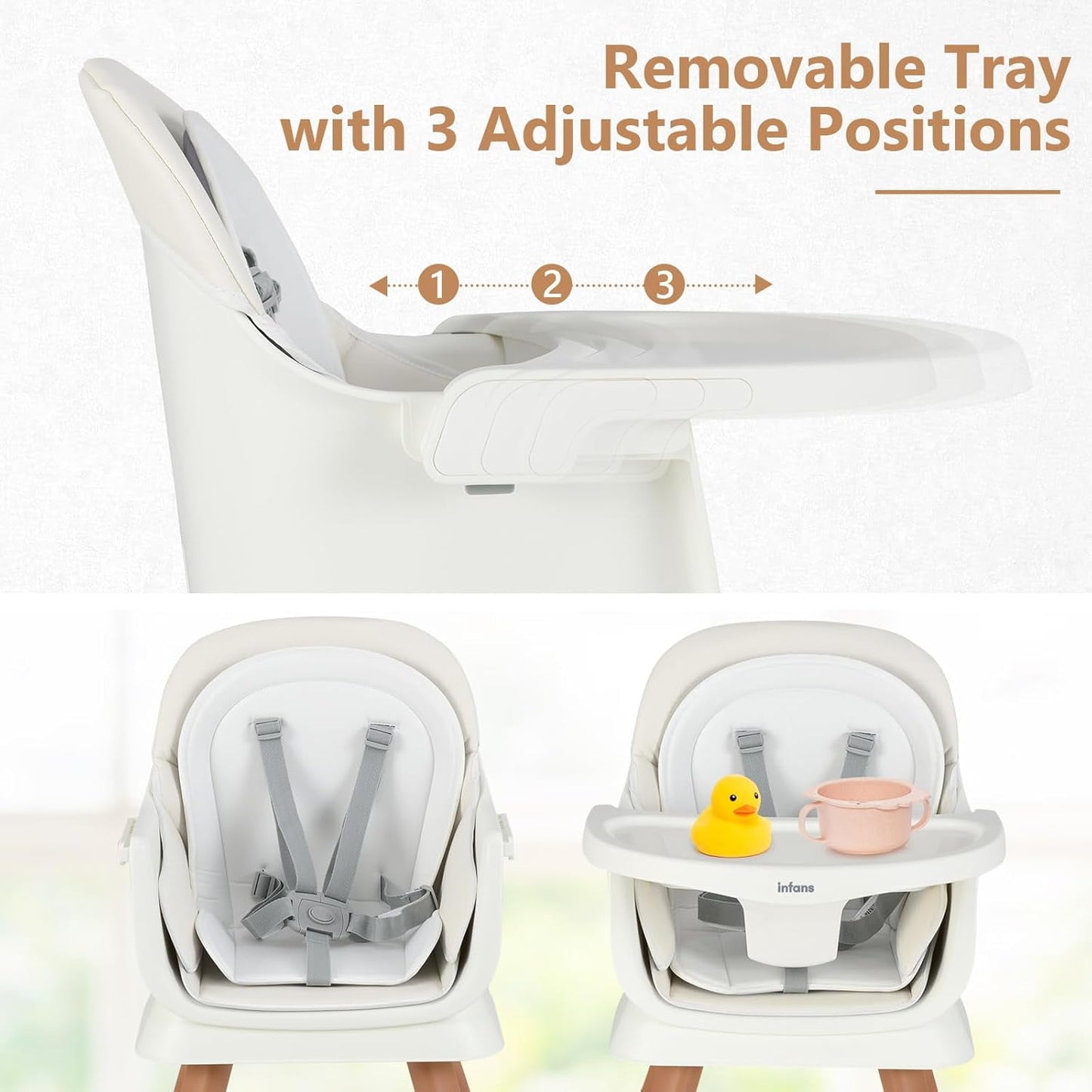 OLAKIDS 8 in 1 Baby High Chair, Convertible Highchair for Babies and Toddlers, Infant Dining Booster Seat
