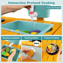 OLAKIDS Wooden Mud Kitchen Outdoor Play Kitchen with Faucet Sink Chalkboard for Kids 3+