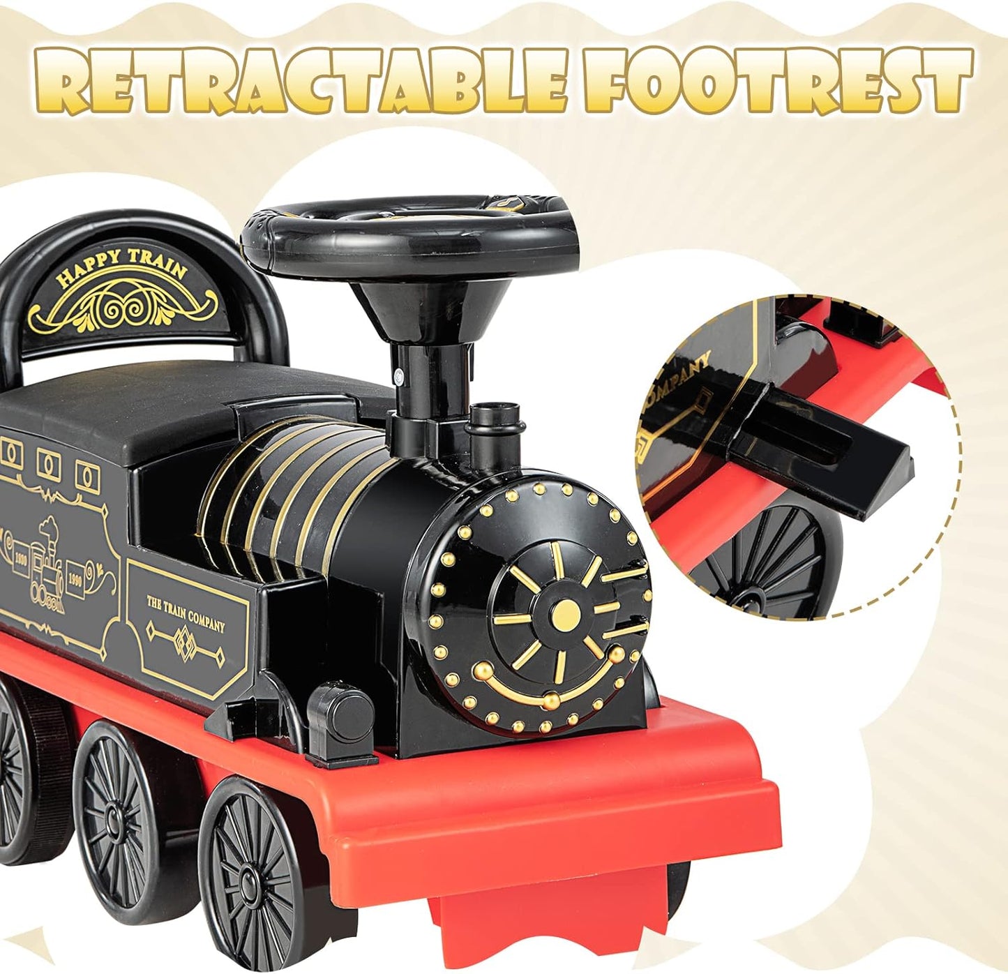 Olakids 6V Electric Ride On Train Track Set Christmas Circus for Kids