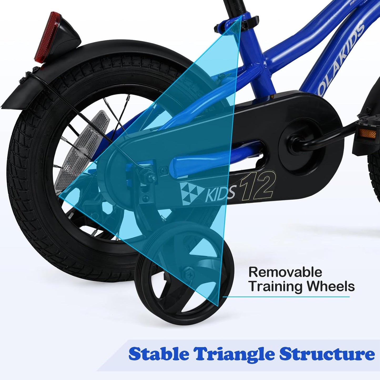 Olakids Kids Bike, 12 14 16 18 Inch Toddlers Bike with Training Wheels Safety Bell Adjustable Seat and Handlebar, Handbrake and Coaster Brake, Children's Bicycle for Boys Girls