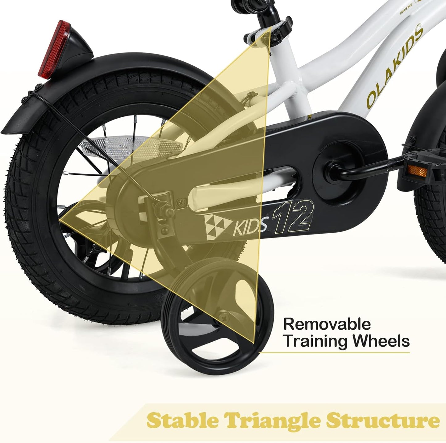 Olakids Kids Bike, 12 14 16 18 Inch Toddlers Bike with Training Wheels Safety Bell Adjustable Seat and Handlebar, Handbrake and Coaster Brake, Children's Bicycle for Boys Girls