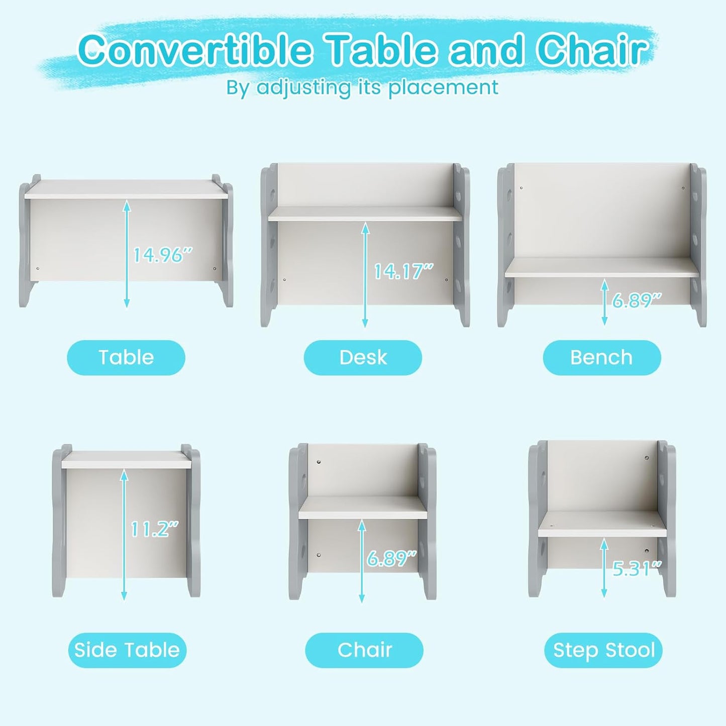 OLAKIDS Kids Table and Chair Set, Toddler 3-Piece Activity Table with 2 Chairs for Building Block Drawing Reading Eating Art Crafts, Children Montessori Furniture for Playroom Kindergarten