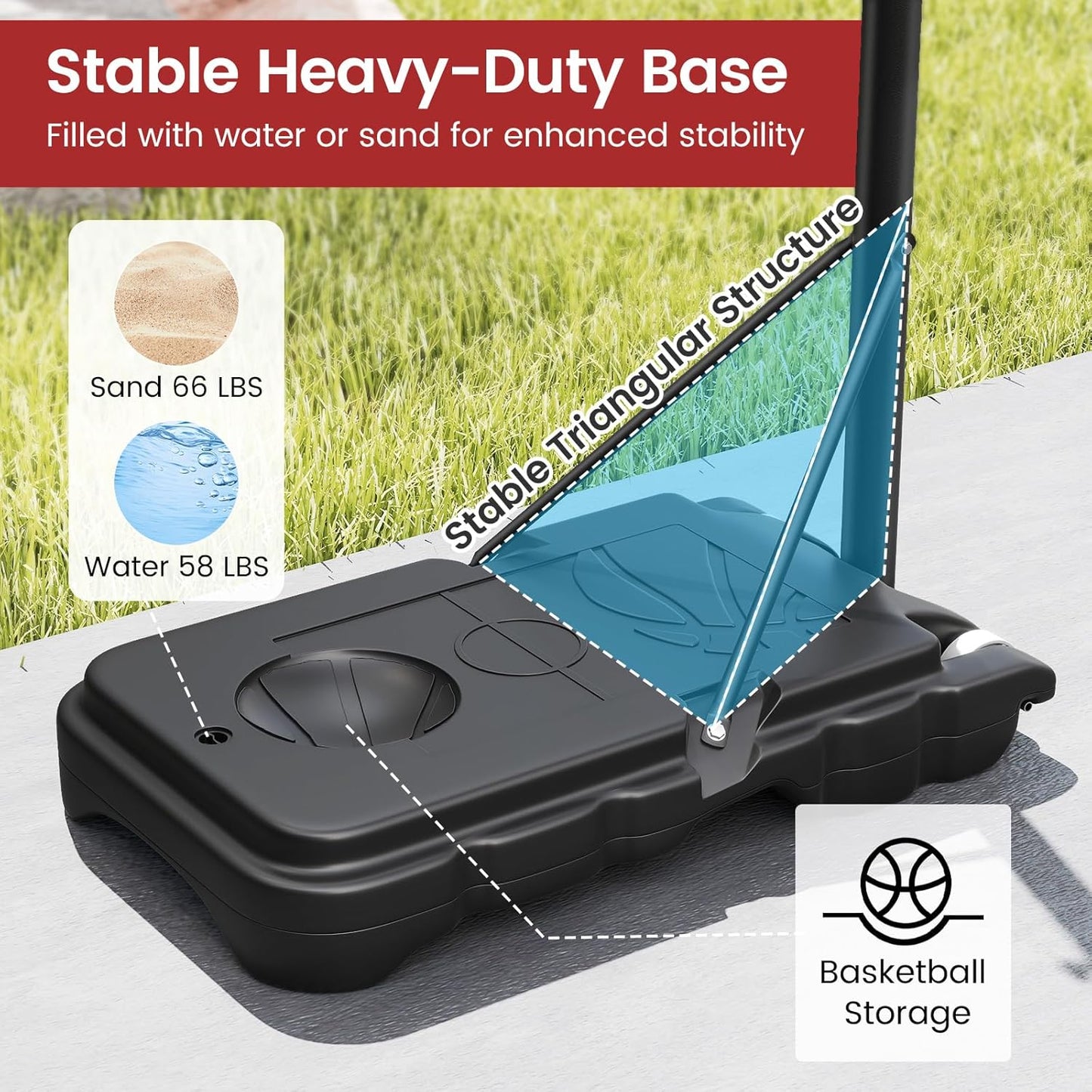 OLAKIDS Basketball Hoop Outdoor, Portable 3.3-7 FT Height Adjustable Goal System with Wheels Shatterproof Backboard, Fillable Base for Kids Youth Teens Adults Driveway Backyard Pool Indoor