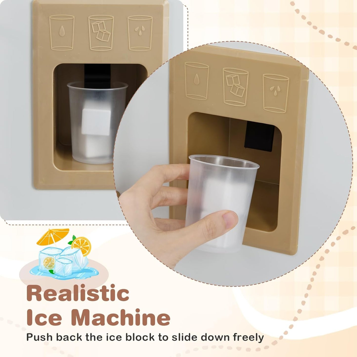 OLAKIDS Corner Kids Kitchen, Wooden Pretend Playset with Telescopic Cart Realistic Lights Sounds Ice Maker Fabric Drawers Microwave Oven, Toddler Cooking Toy Gift for Boys Girls Aged 3+