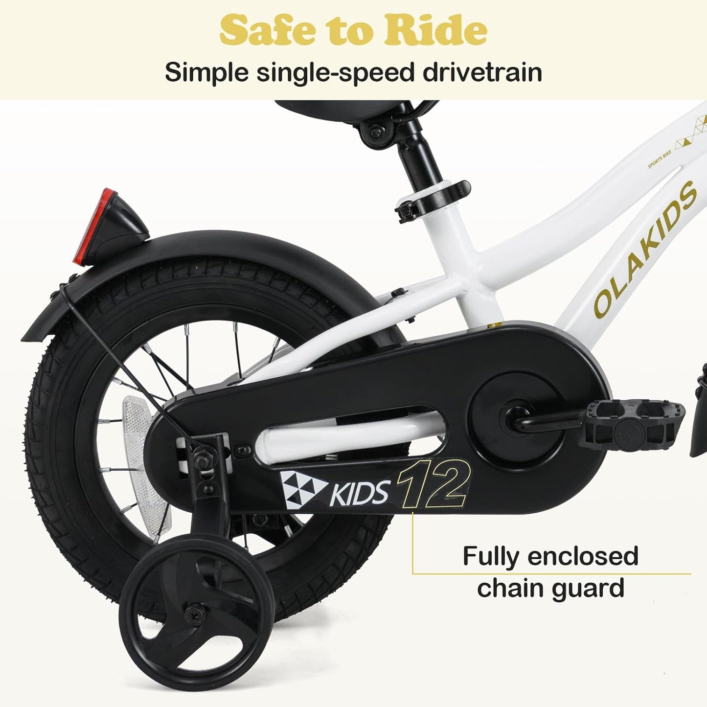 Olakids Kids Bike, 12 14 16 18 Inch Toddlers Bike with Training Wheels Safety Bell Adjustable Seat and Handlebar, Handbrake and Coaster Brake, Children's Bicycle for Boys Girls