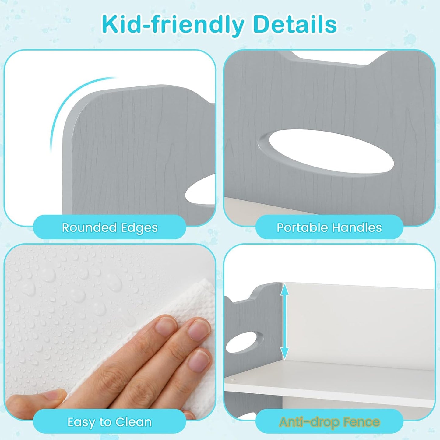 OLAKIDS Kids Table and Chair Set, Toddler 3-Piece Activity Table with 2 Chairs for Building Block Drawing Reading Eating Art Crafts, Children Montessori Furniture for Playroom Kindergarten