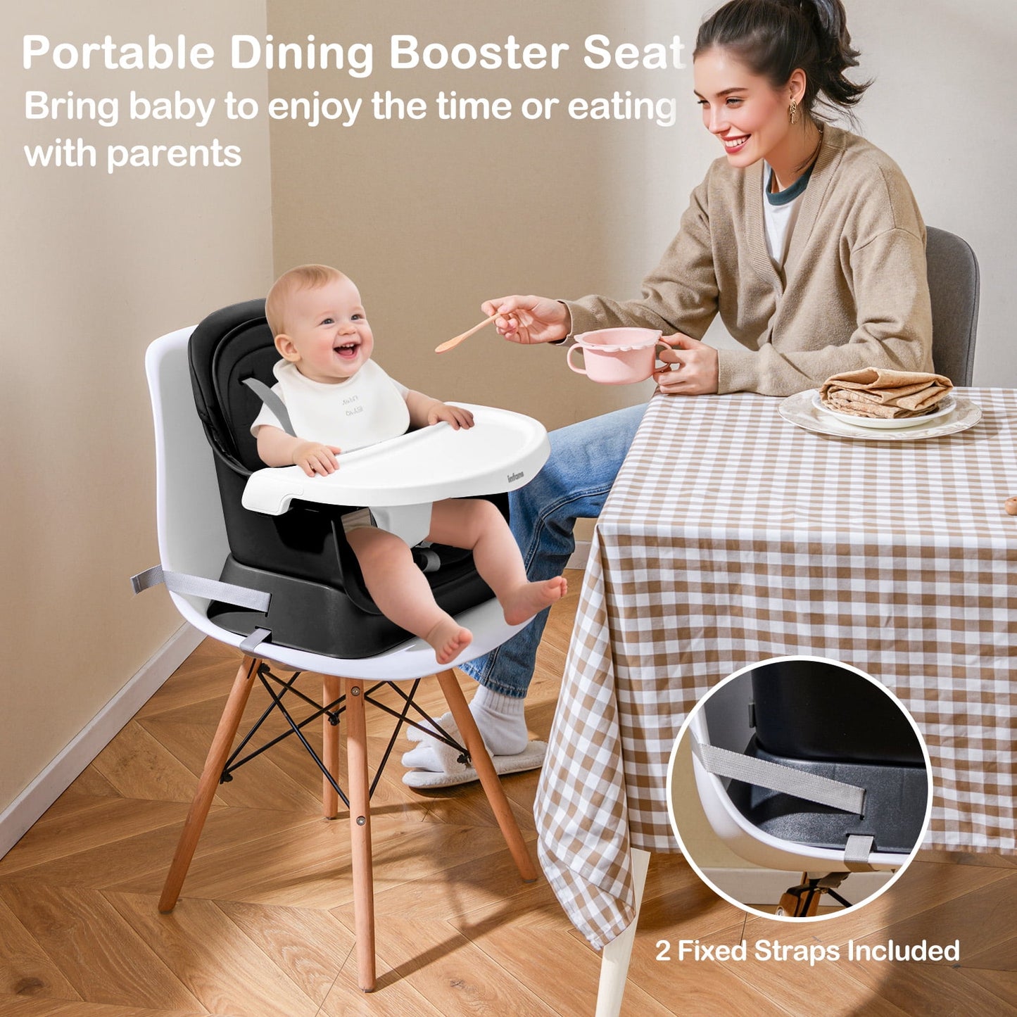 INFANS 9 in 1 High Chair, Convertible Baby Highchair for Babies and Toddlers, Table and Chair Set Building Block Infant Dining Booster Seat, Kids Stool with Activity Children Play Kitchen