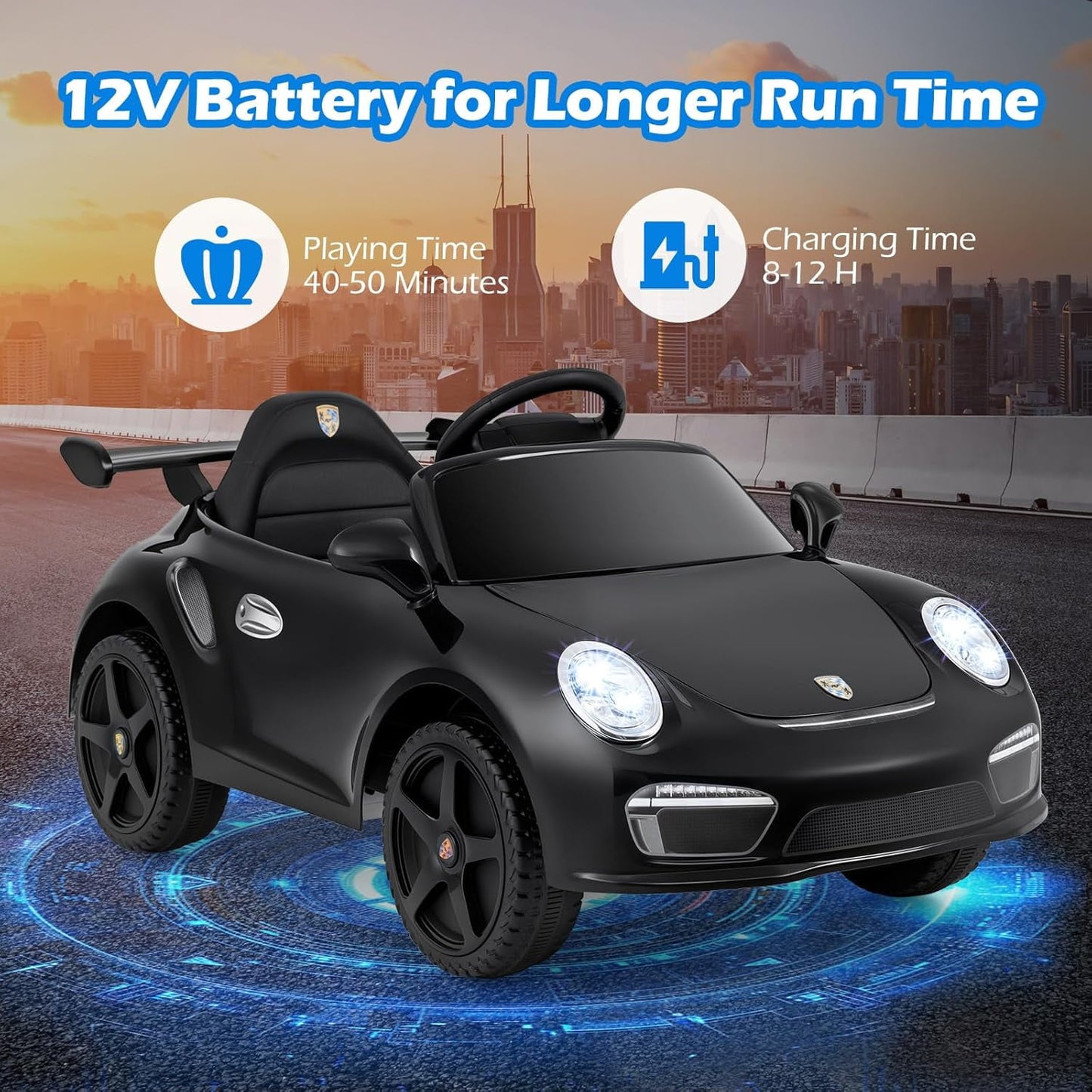 Licensed Porsche 12V Pink Ride on Car by OLAKIDS, Electric Vehicle Battery Powered with Remote Control, Headlight, Bluetooth, Power Display, 4 Wheeler Toys for Kids Girls Boys